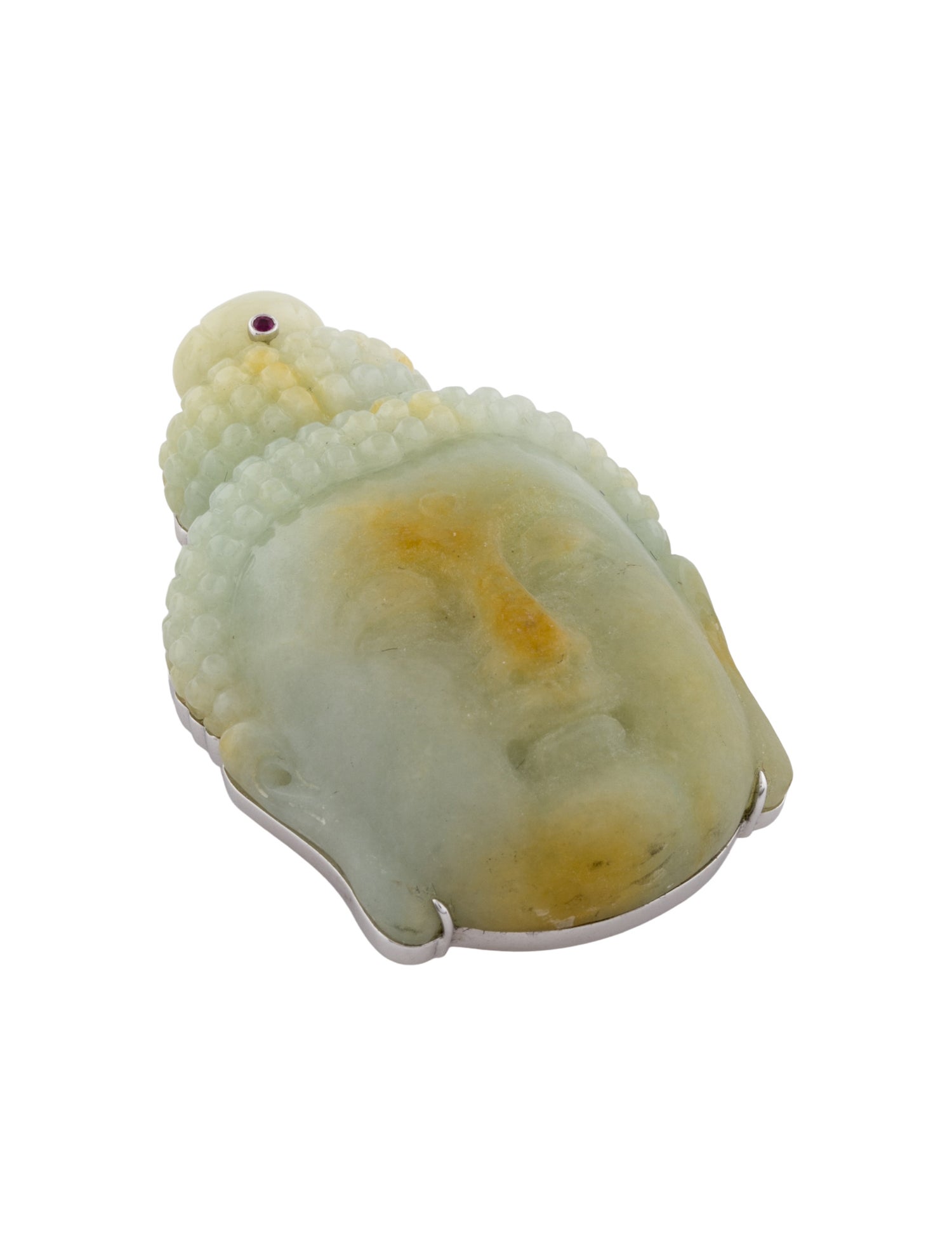 Pendant 14K Jadeite & Ruby Buddha