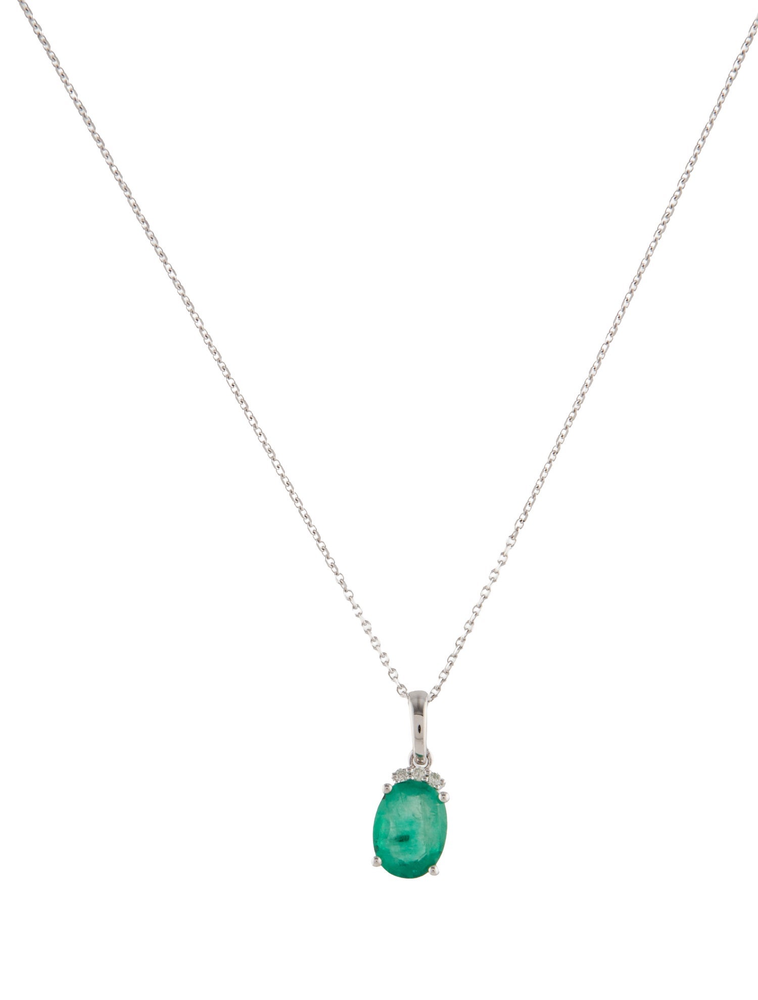 Pendant 14K Emerald & Diamond Pendant Necklace