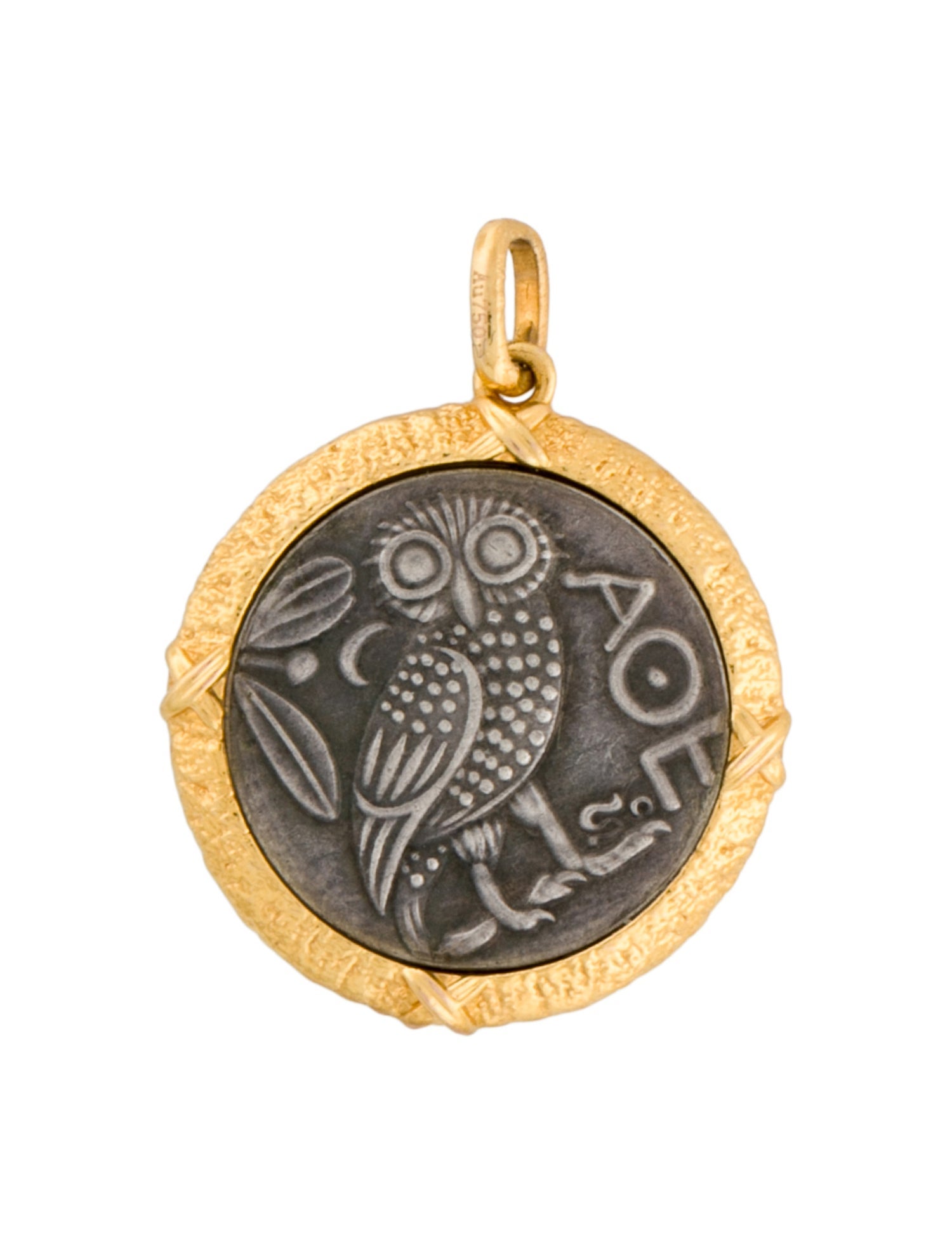 Pendant 18K Owl Coin