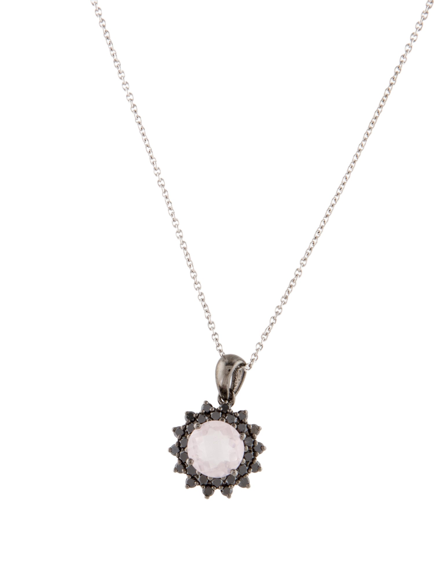 Pendant 18K Rose Quartz & Diamond Necklace