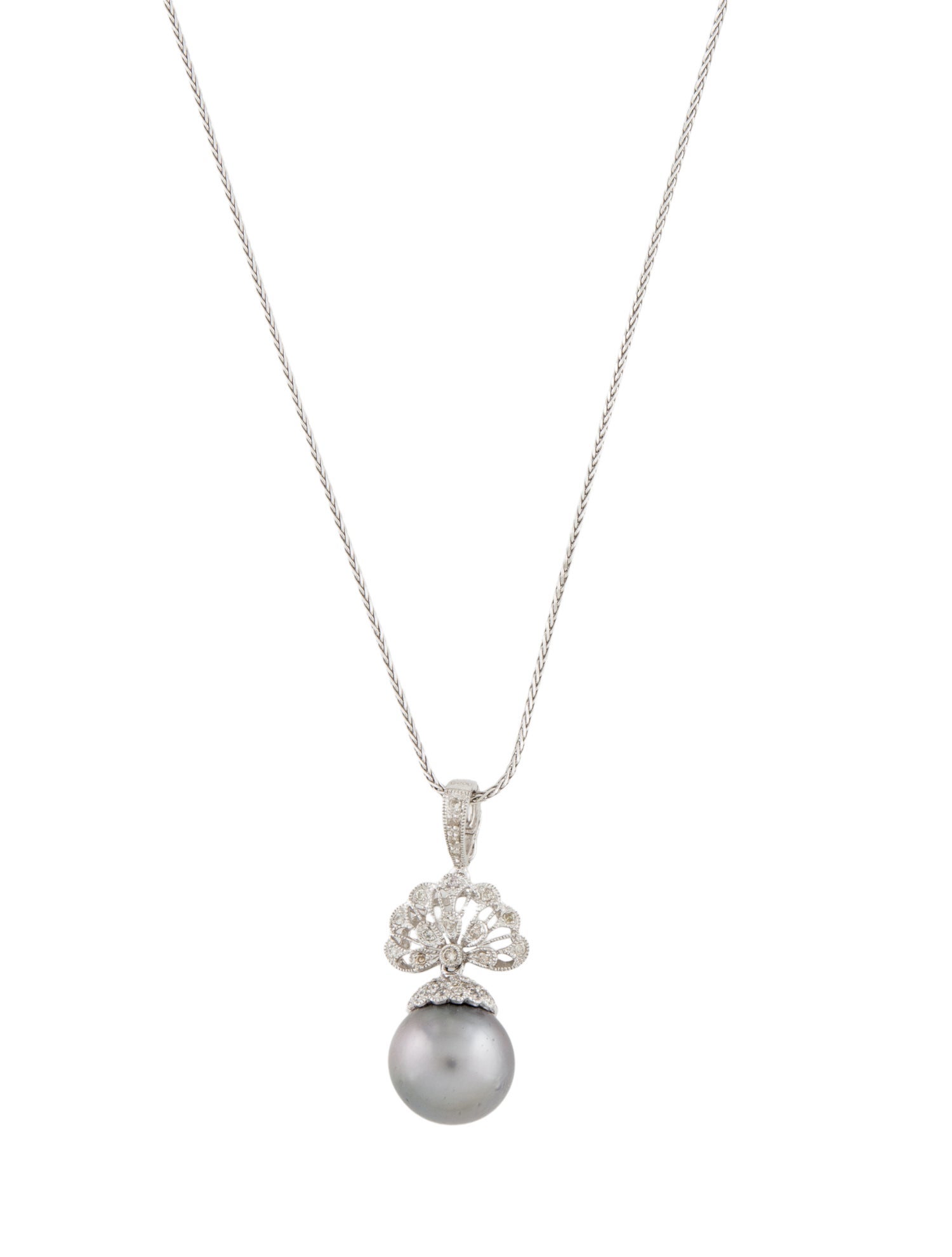 Pendant 18K Pearl & Diamond Enhancer w/14K Chain Necklace
