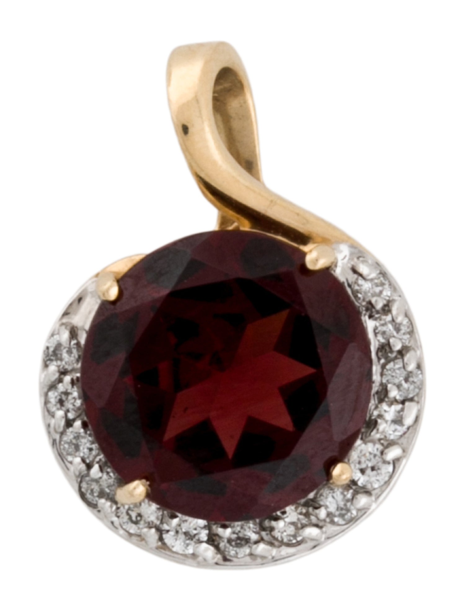 Pendant 14K 3.84ct Garnet & Diamond Pendant