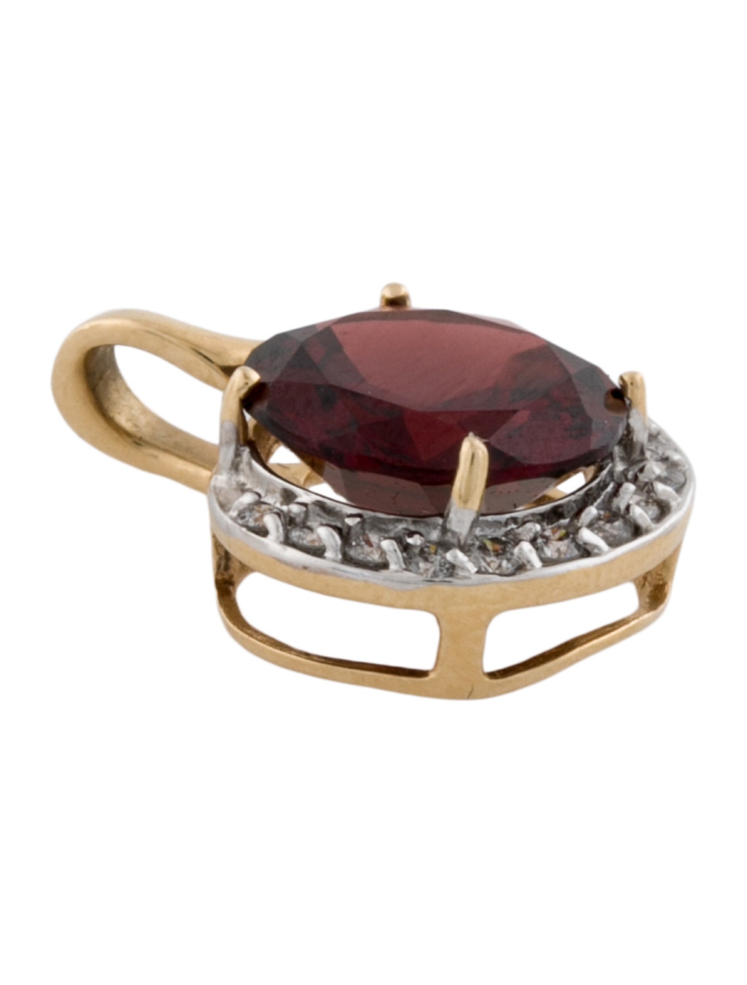 Pendant 14K 3.84ct Garnet & Diamond Pendant