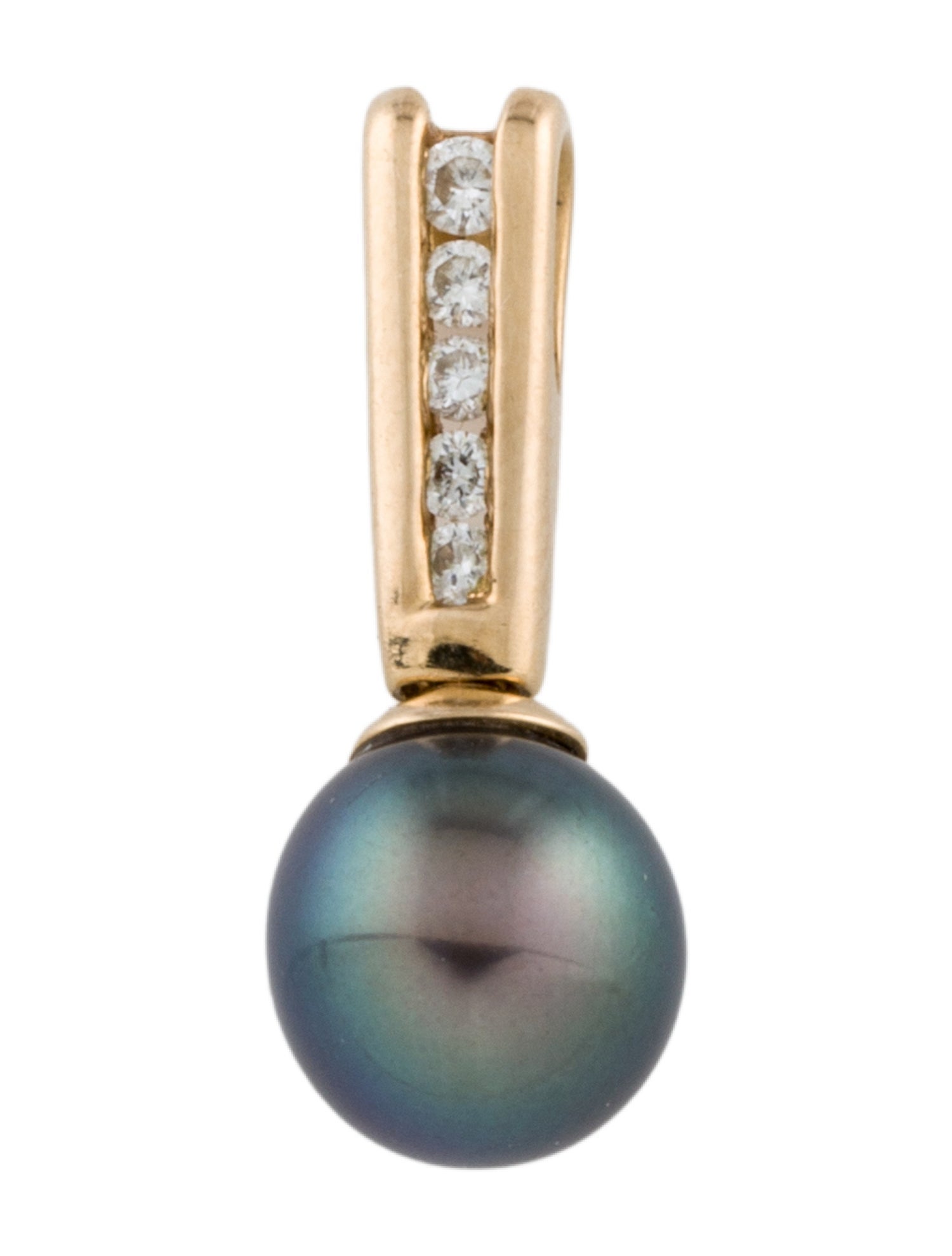 Pendant 14K Dyed Pearl & Diamond Drop