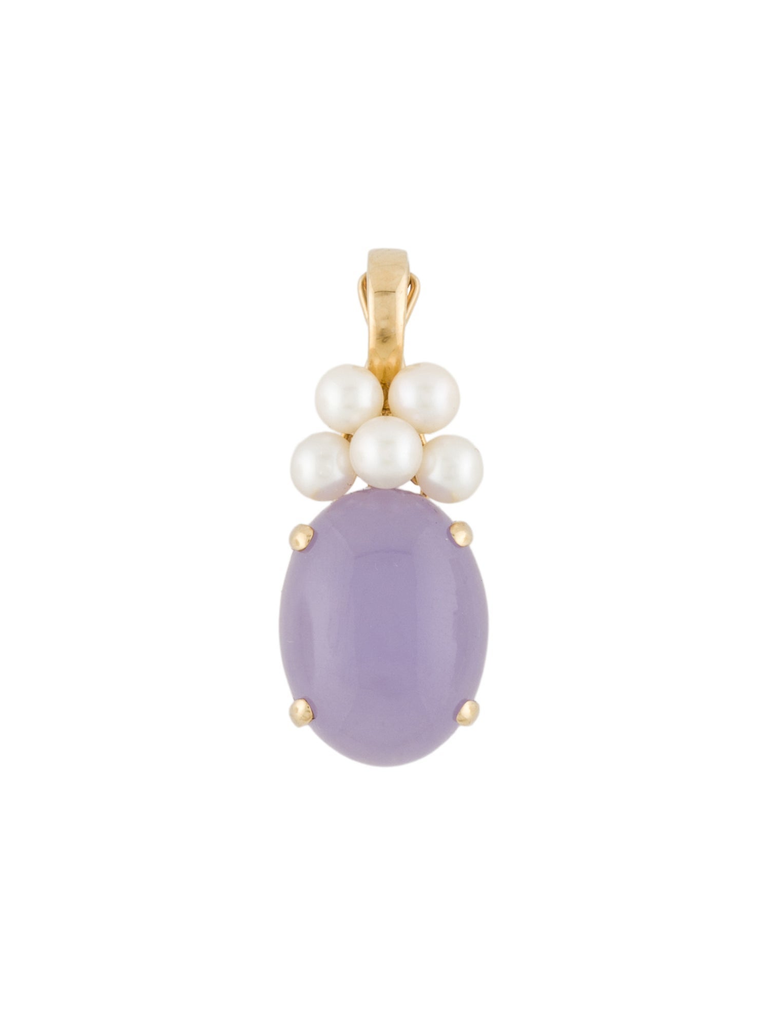 Pendant 14K Dyed Jadeite & Pearl