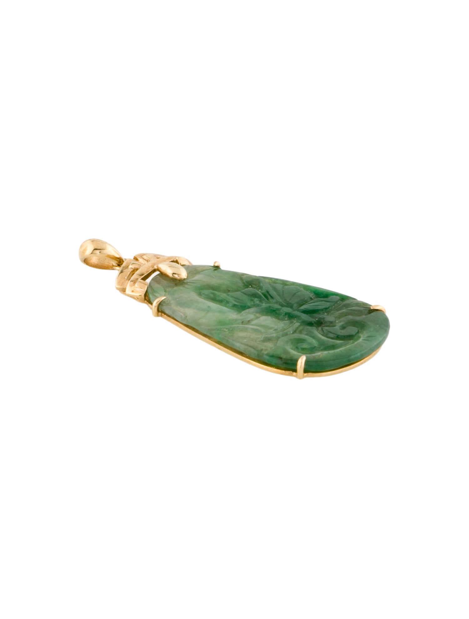 Pendant 18K Dyed Jadeite Carved Butterfly