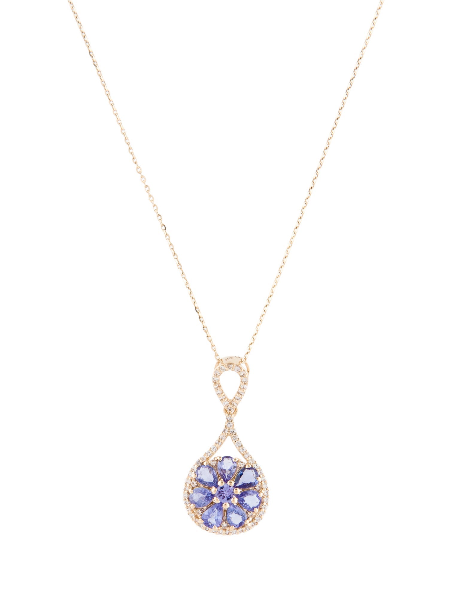 Pendant 14K 1.05ctw Tanzanite & Sapphire Pendant Necklace