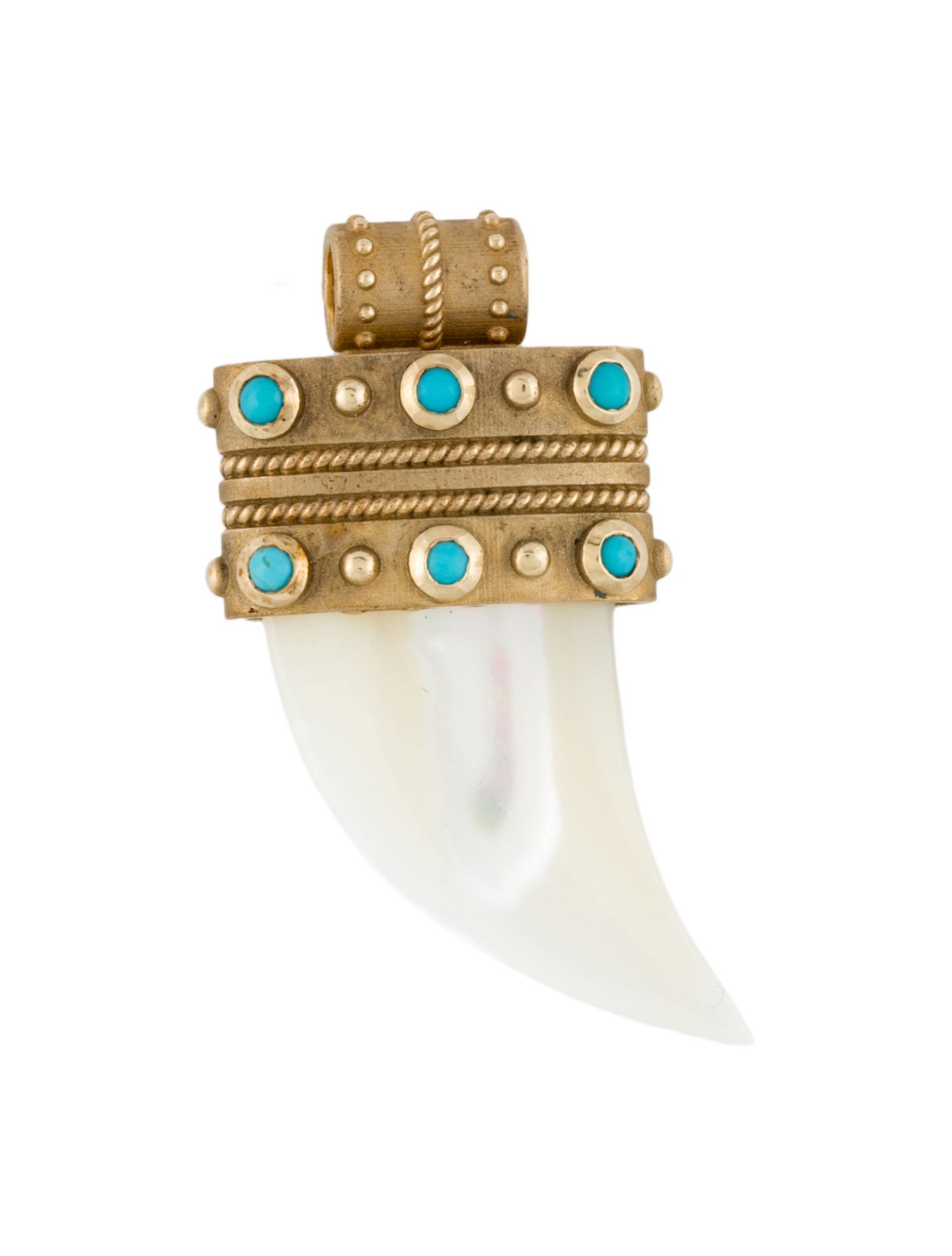 Jane Win 14K Mother-Of-Pearl & Turquoise Protect Pendant