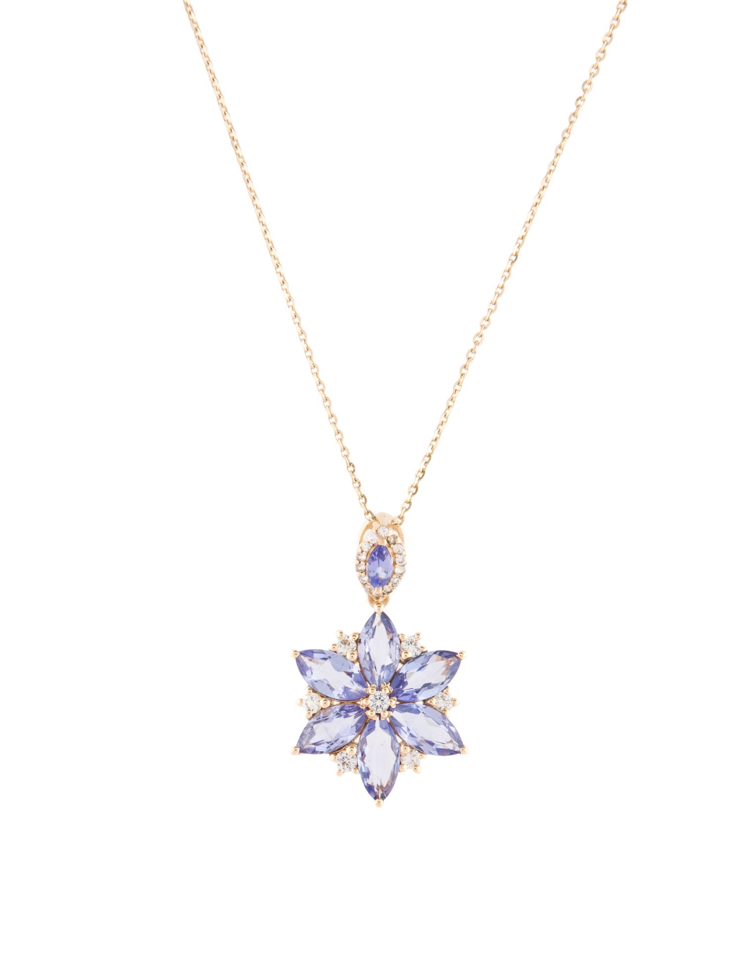 Pendant 14K 1.80ctw Tanzanite & Sapphire Pendant Necklace