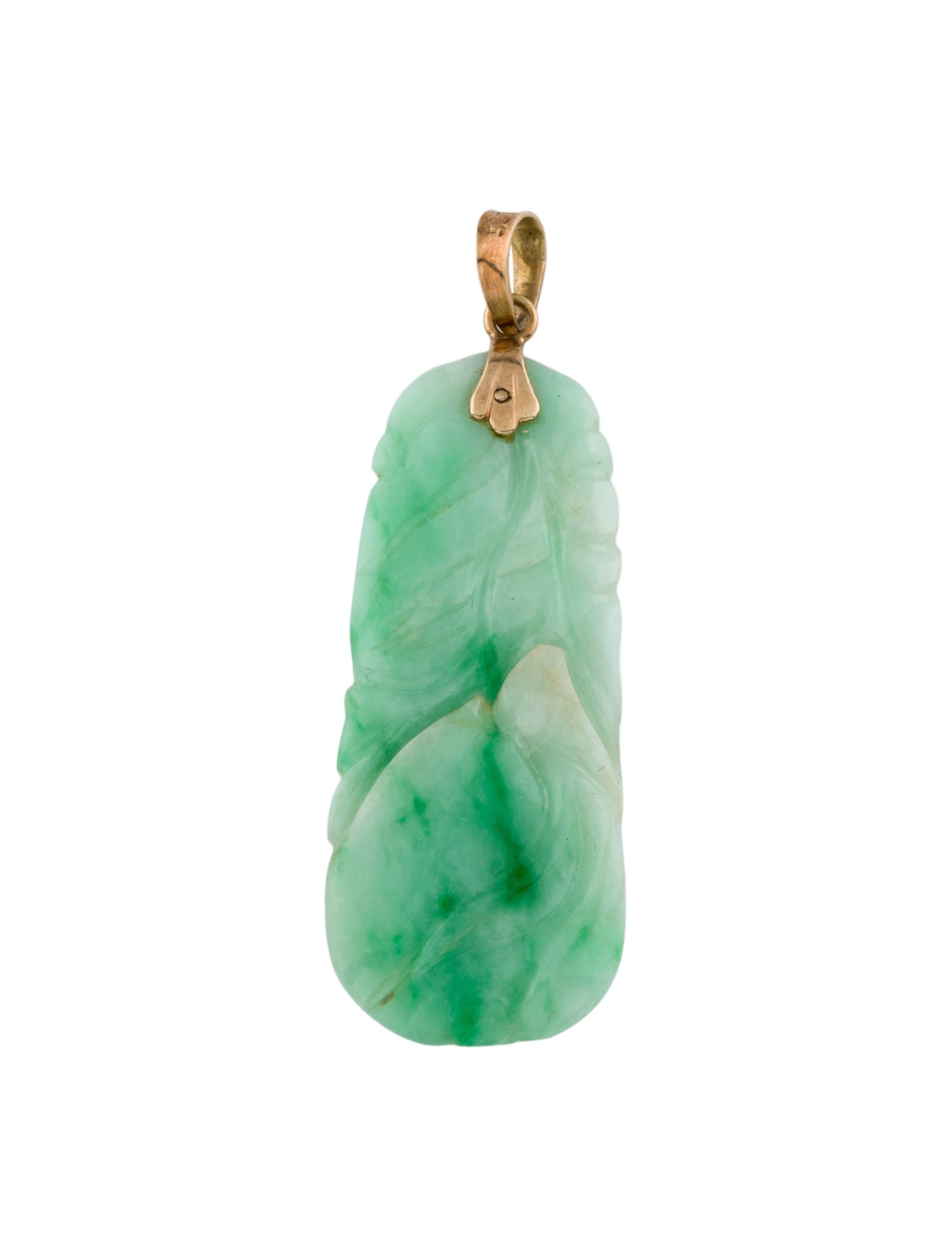 Pendant 14K Dyed Jadeite Floral