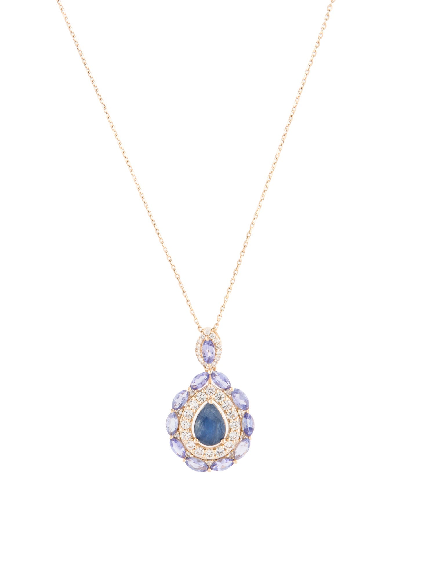 Pendant 14K 1.00ctw Sapphire & Tanzanite Pendant Necklace