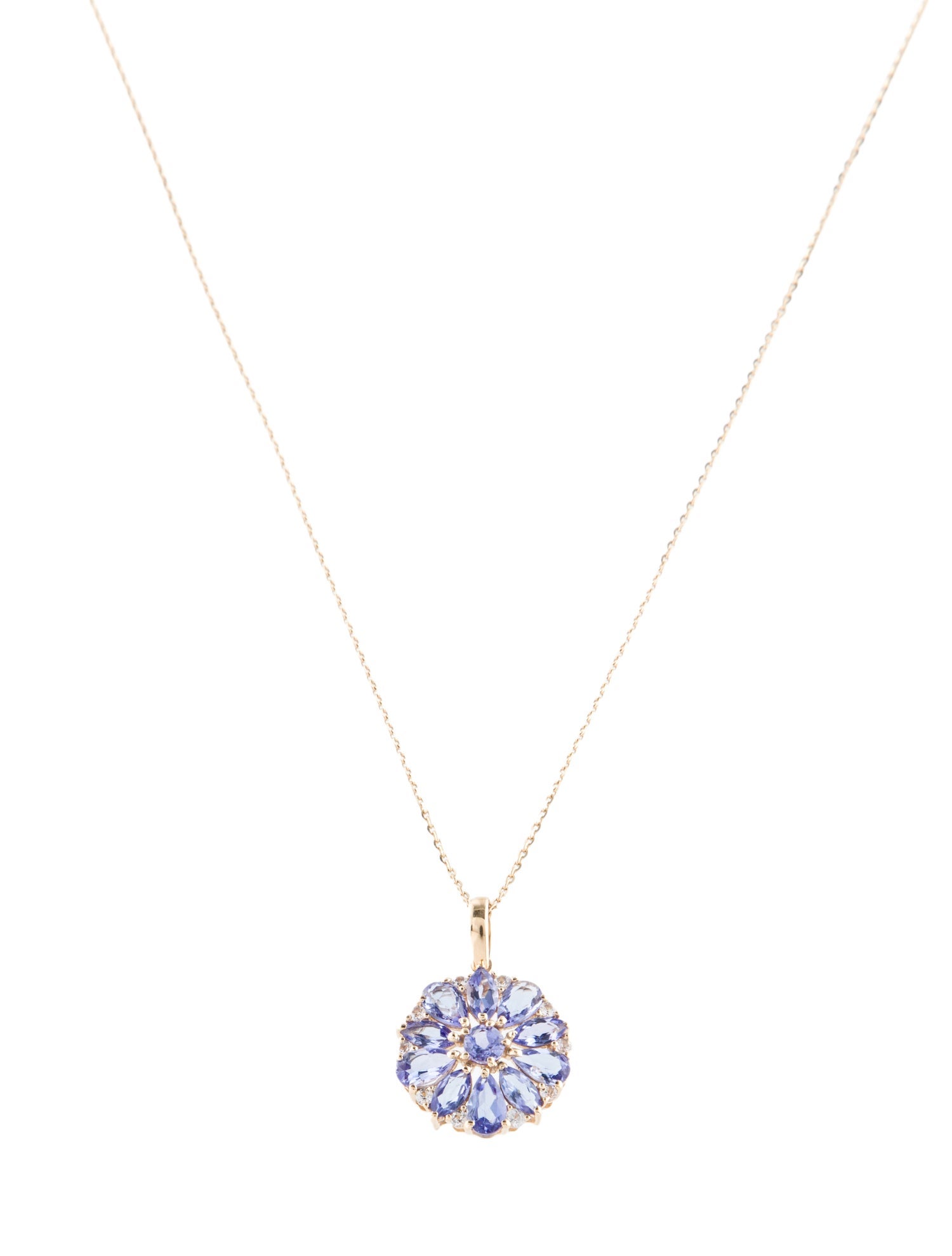 Pendant 14K 1.57ct Tanzanite & Sapphire Necklace