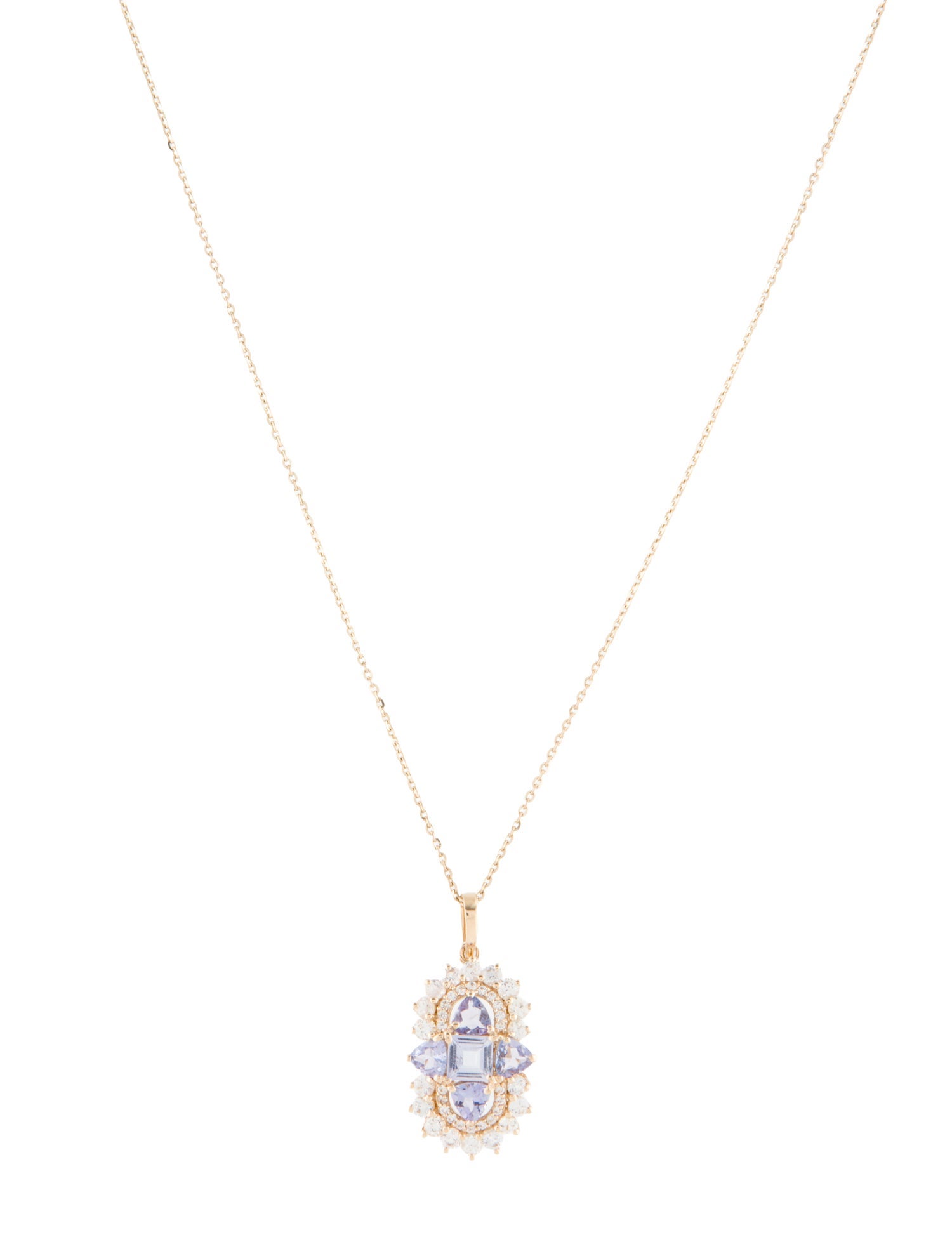 Pendant 14K Tanzanite & Sapphire Pendant Necklace