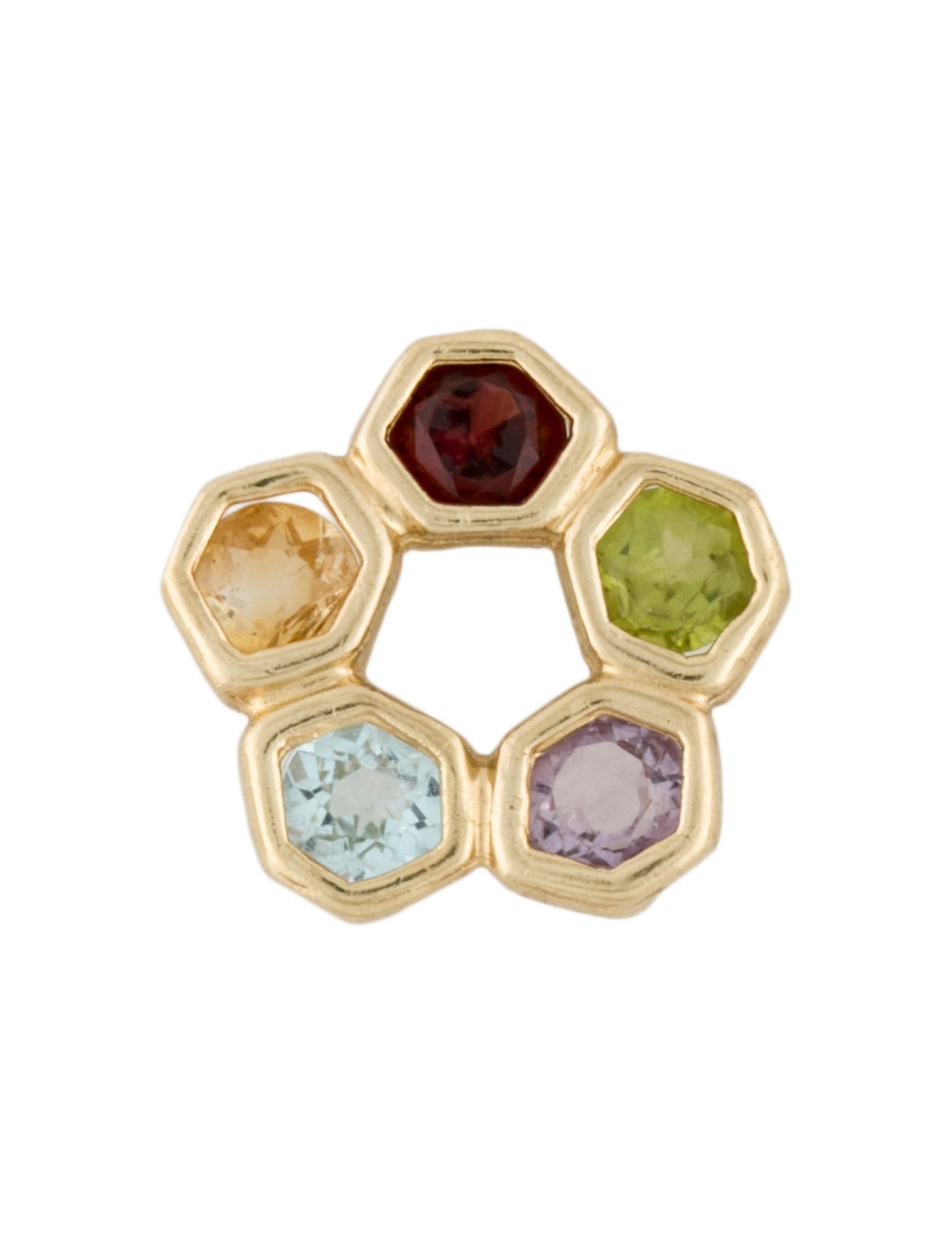 Pendant 14K Multistone Flower Slide