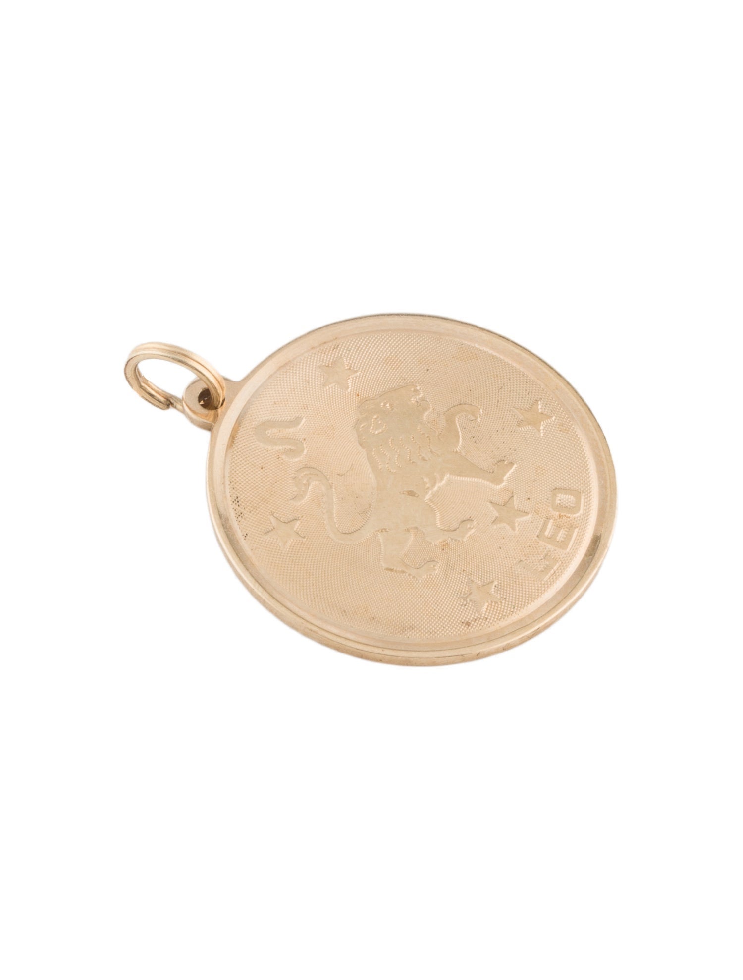 Pendant 14K Leo Zodiac Sign Disc