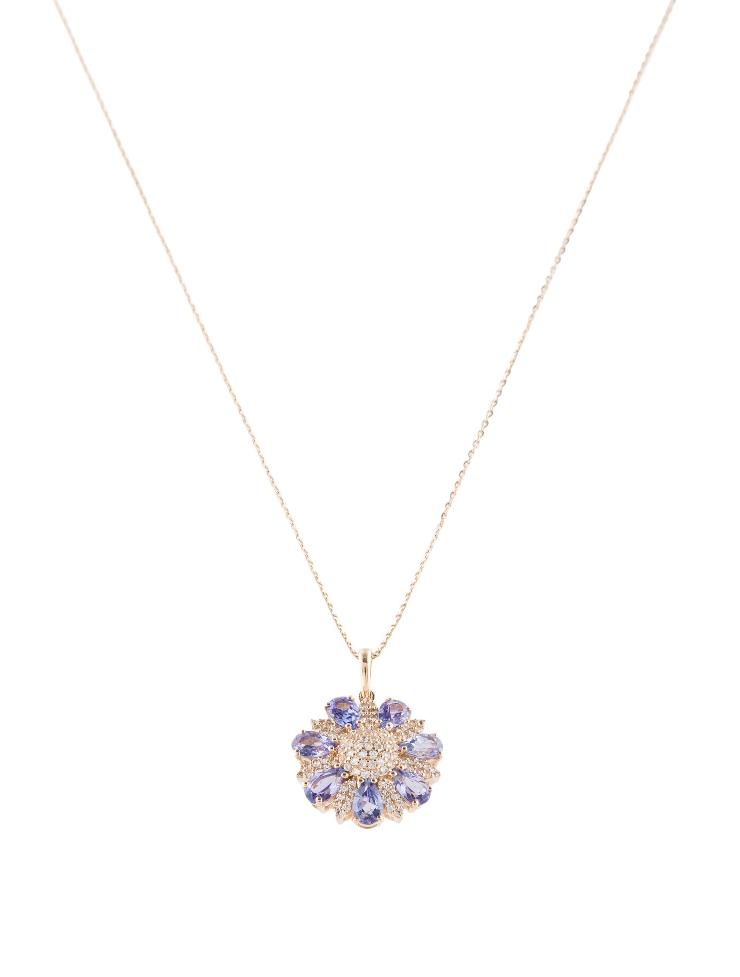 Pendant 14K 1.37ct Tanzanite & Sapphire Necklace