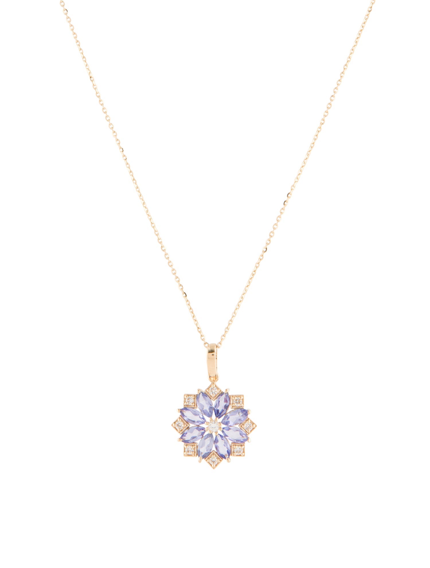 Pendant 14K 1.05ctw Tanzanite & Sapphire Pendant Necklace