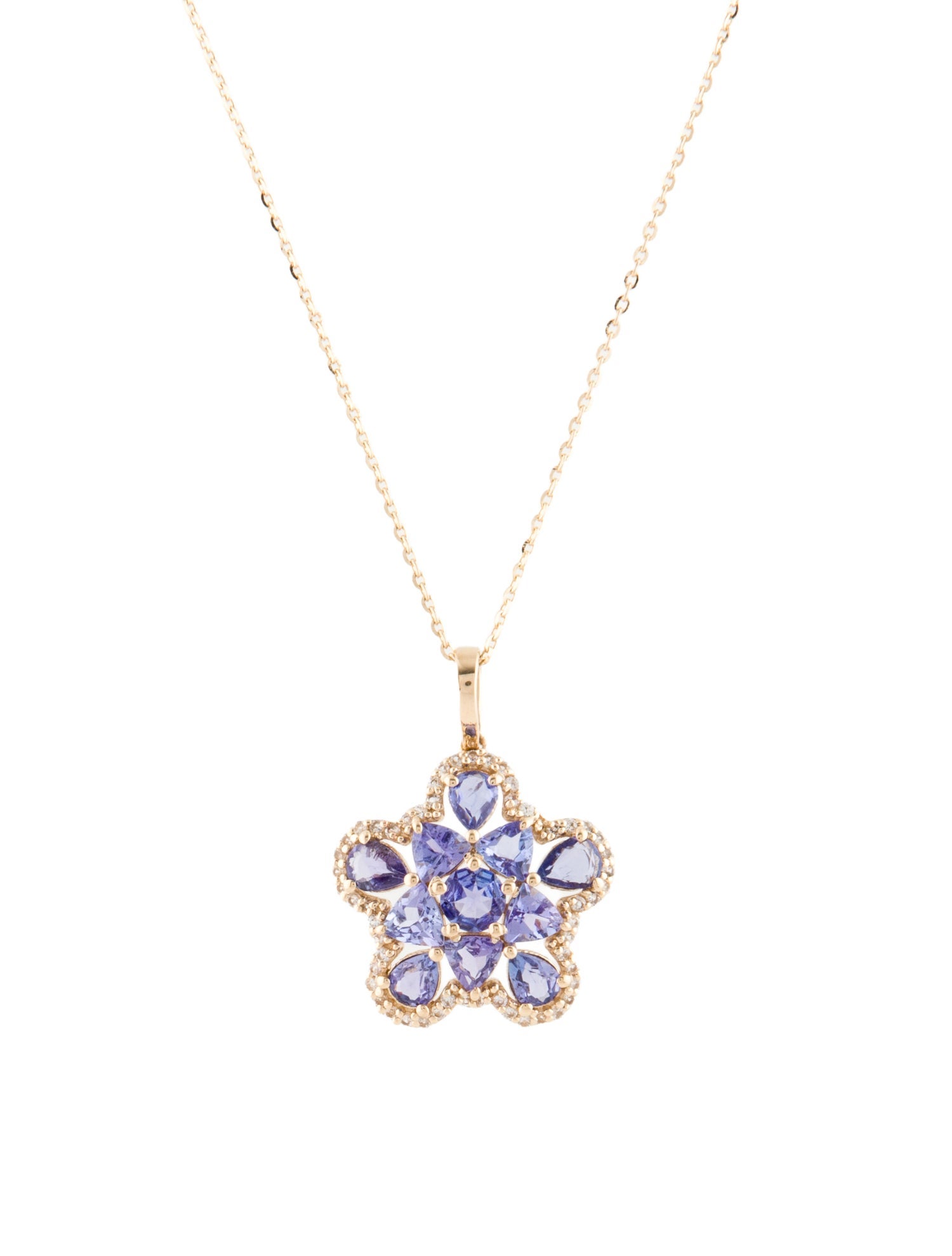 Pendant 14K Tanzanite & Sapphire Necklace
