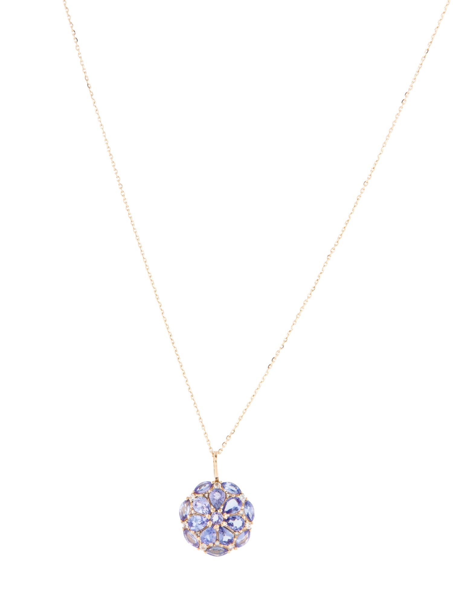 Pendant 14K 1.48ctw Tanzanite & Sapphire Pendant Necklace