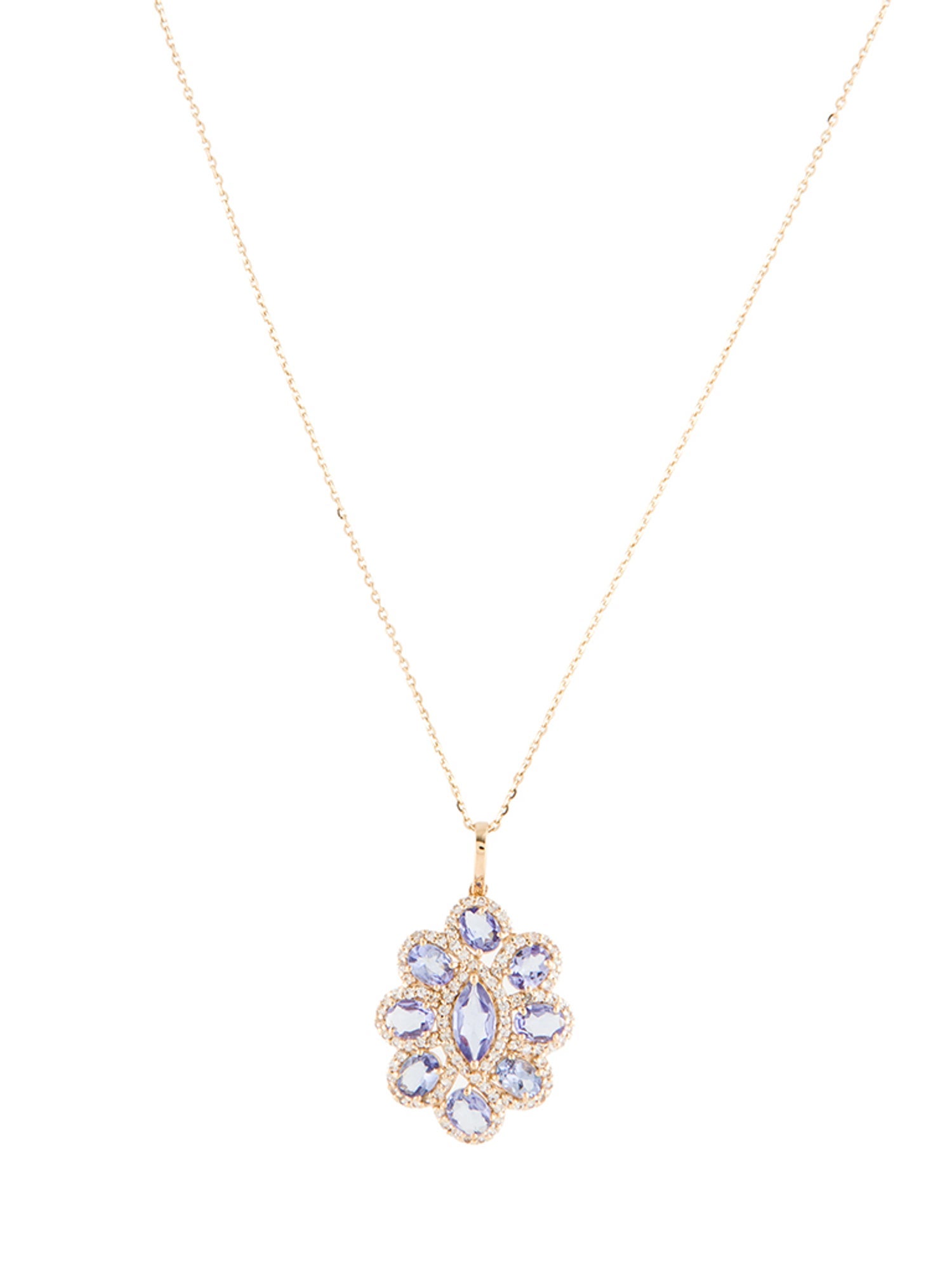 Pendant 14K 1.30ctw Tanzanite & Sapphire Pendant Necklace