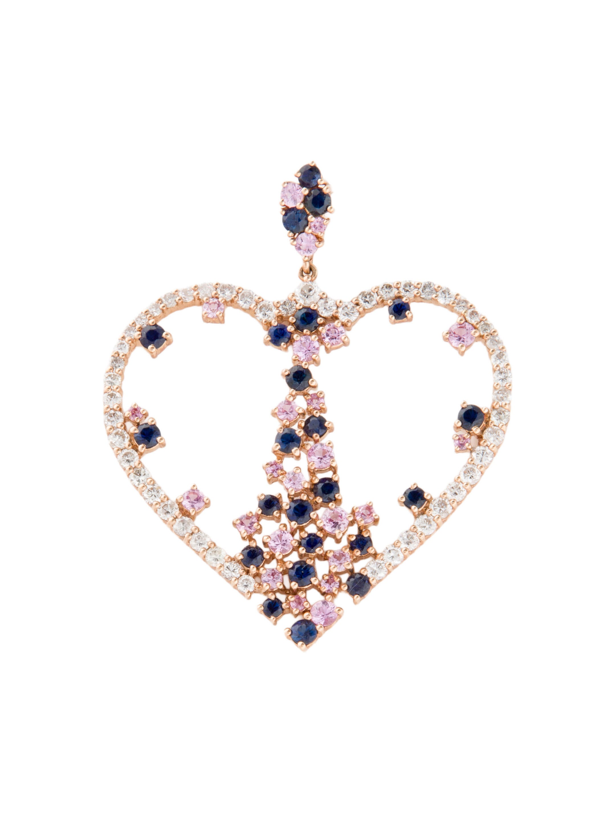 Pendant 14K 2.42ctw Sapphire & Diamond Heart Pendant