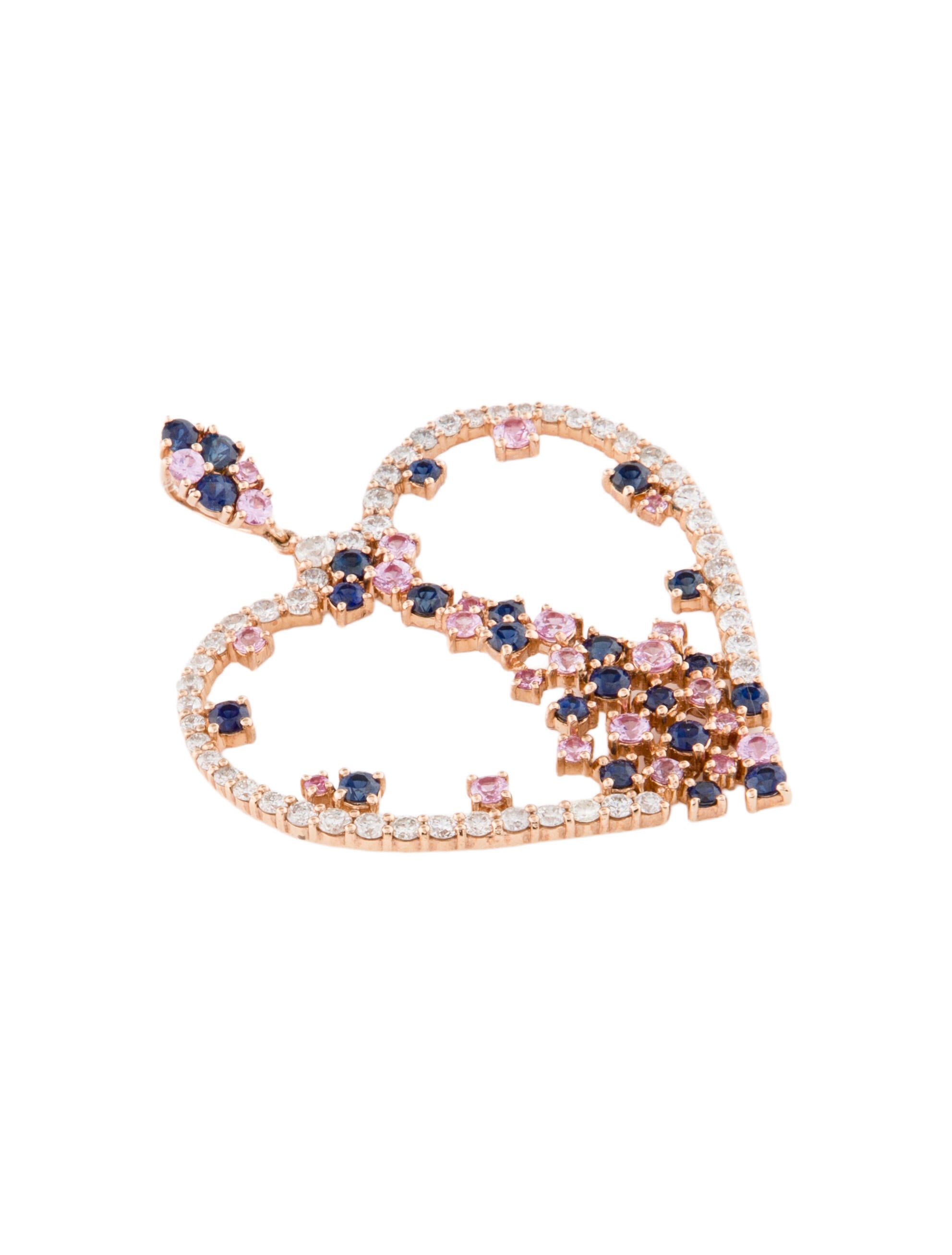 Pendant 14K 2.42ctw Sapphire & Diamond Heart Pendant