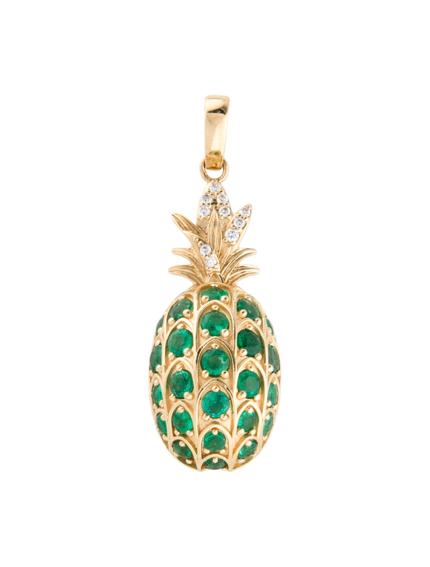 Pendant 18K Emerald & Lab-Grown Diamond Pineapple