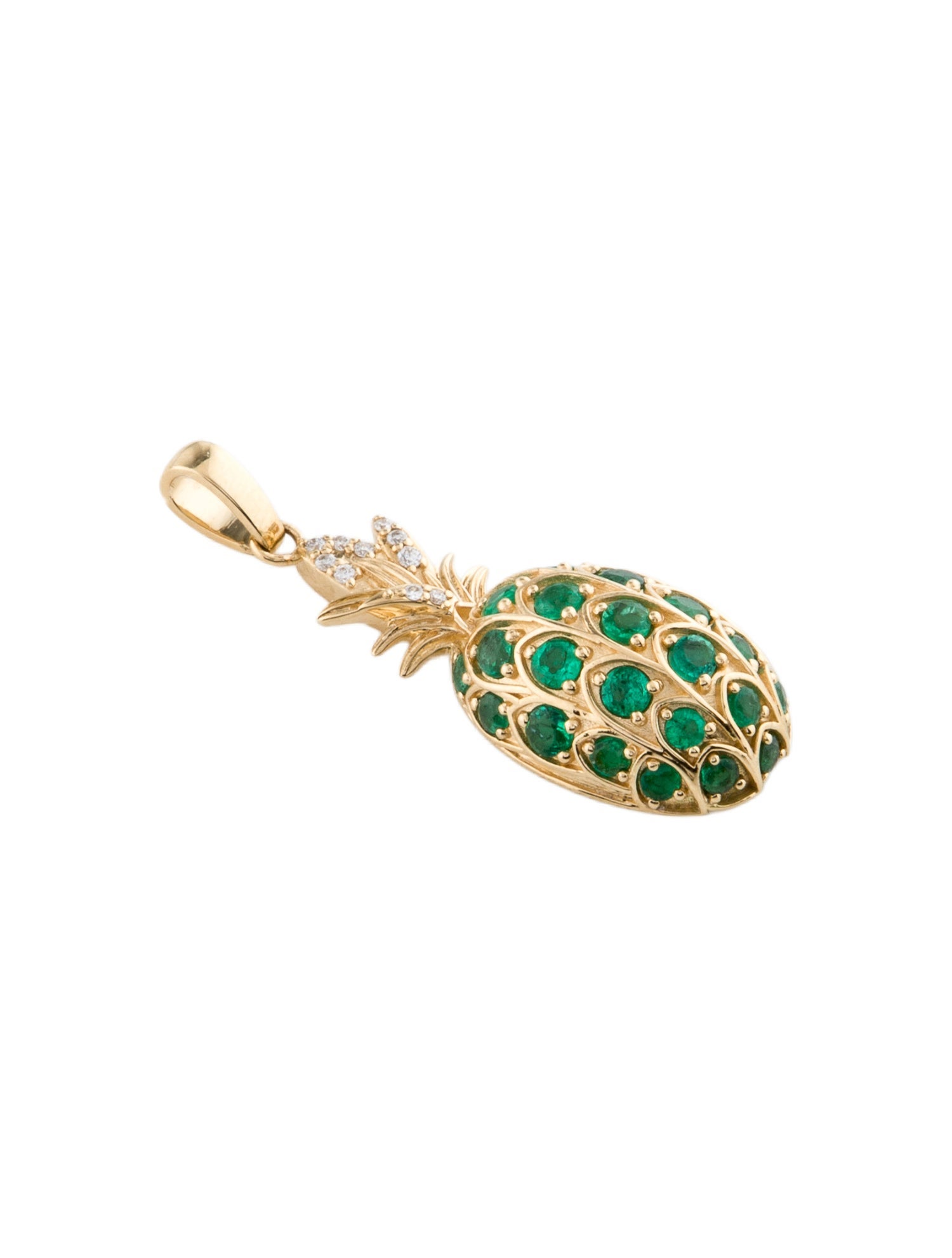Pendant 18K Emerald & Lab-Grown Diamond Pineapple