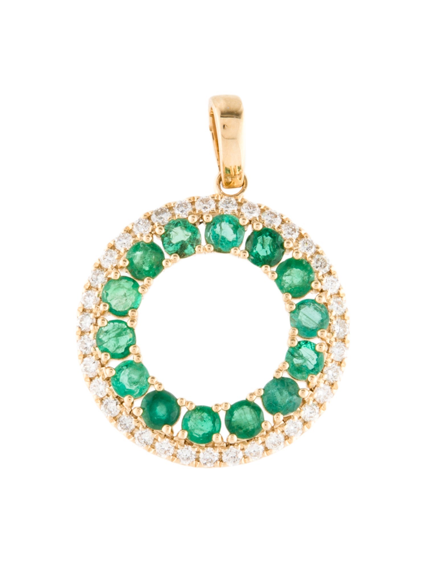 Pendant 18K 1.10ctw Emerald & Lab-Grown Diamond Circle