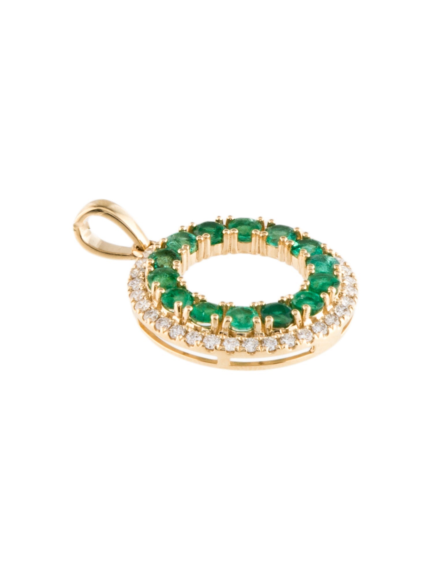 Pendant 18K 1.10ctw Emerald & Lab-Grown Diamond Circle