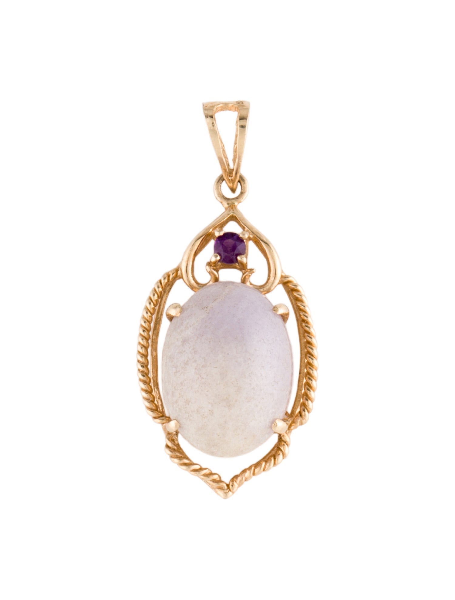 Pendant 14K 7.08ct Jadeite & Amethyst