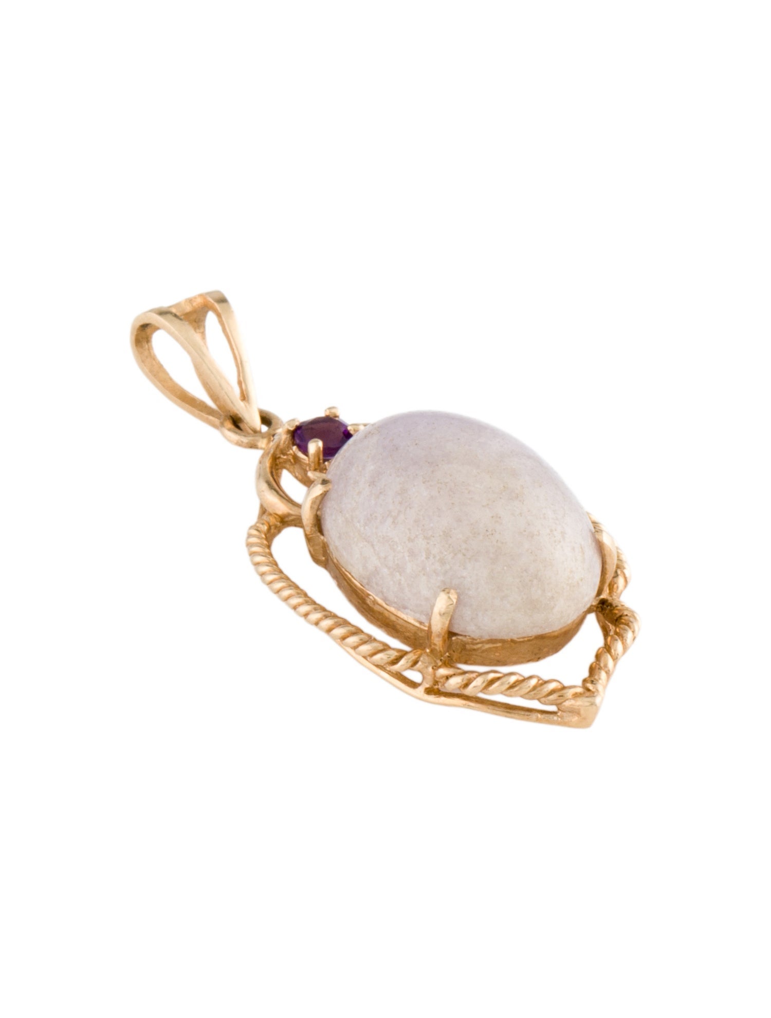 Pendant 14K 7.08ct Jadeite & Amethyst