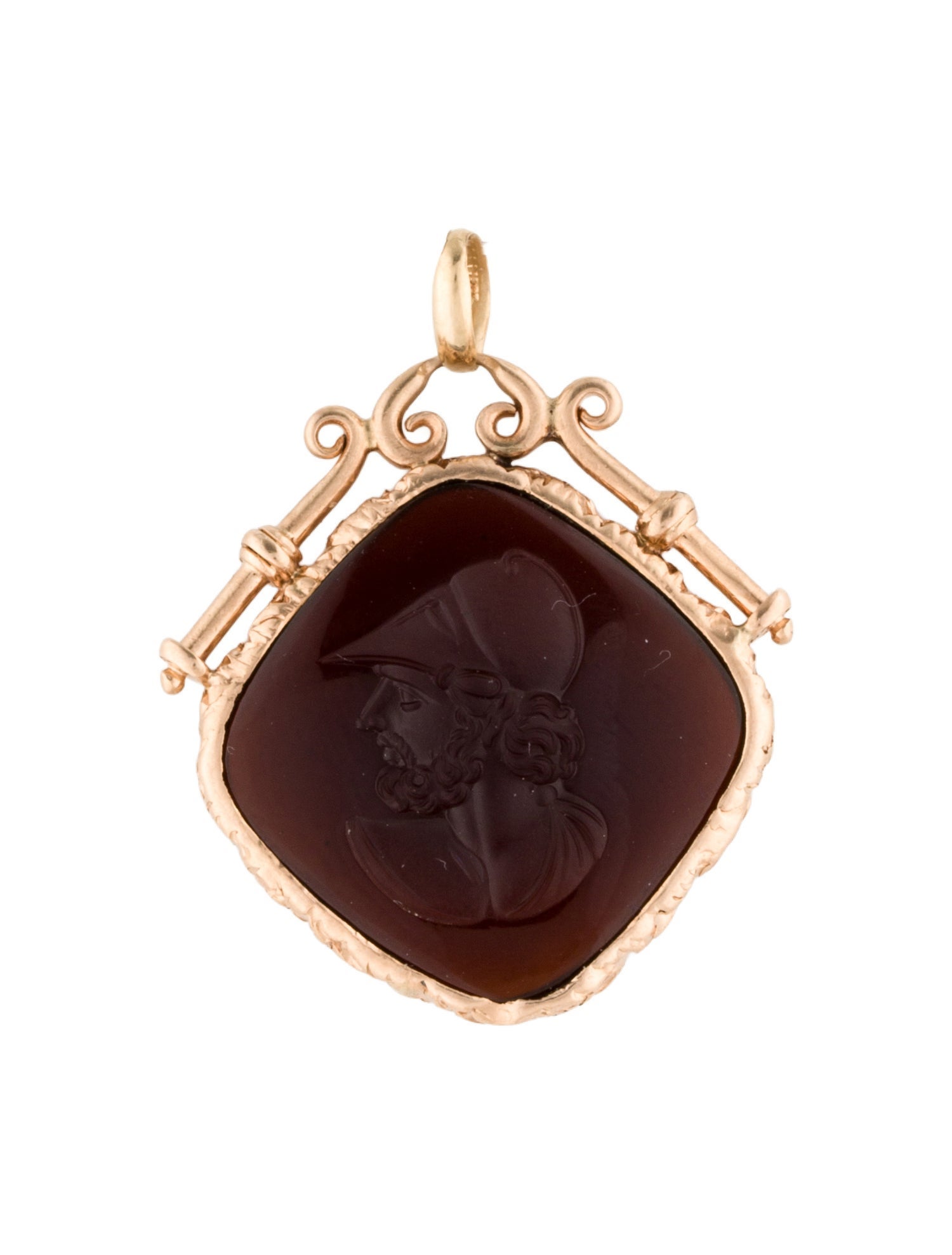Pendant 14K Carnelian Carved