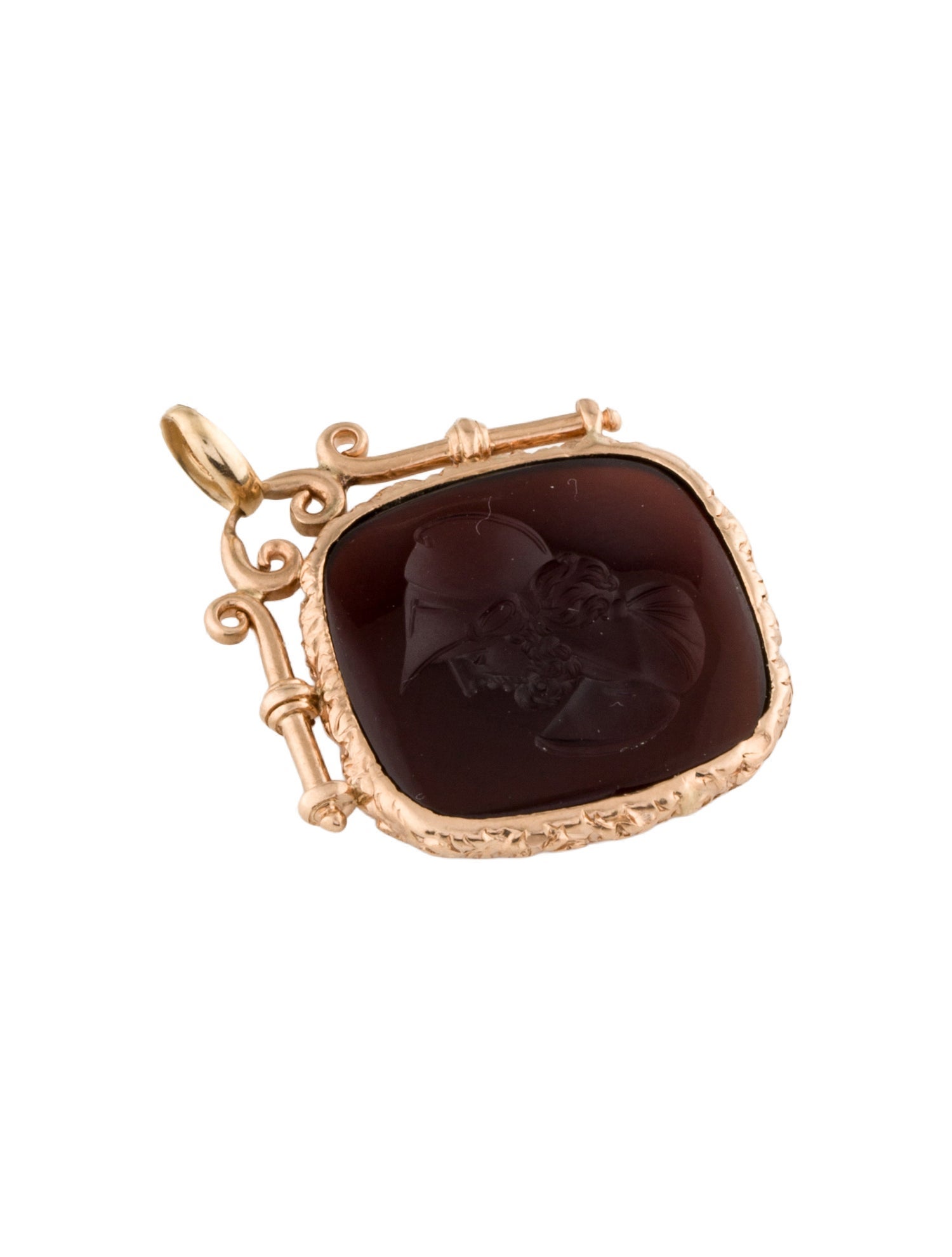 Pendant 14K Carnelian Carved