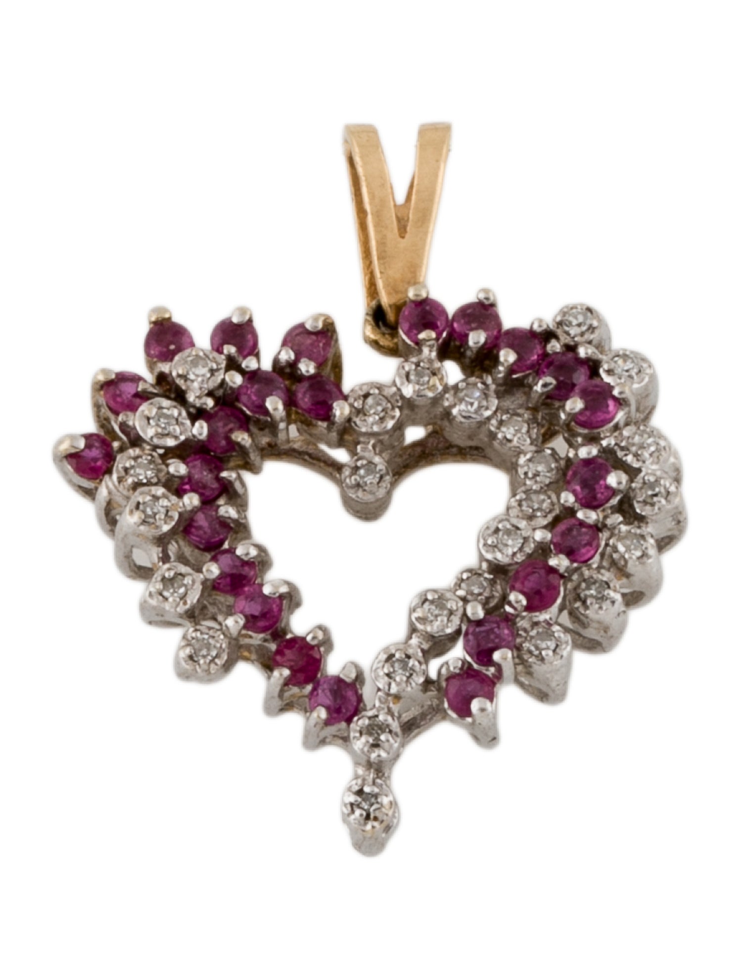 Pendant 14K Two-Tone Ruby & Diamond Heart