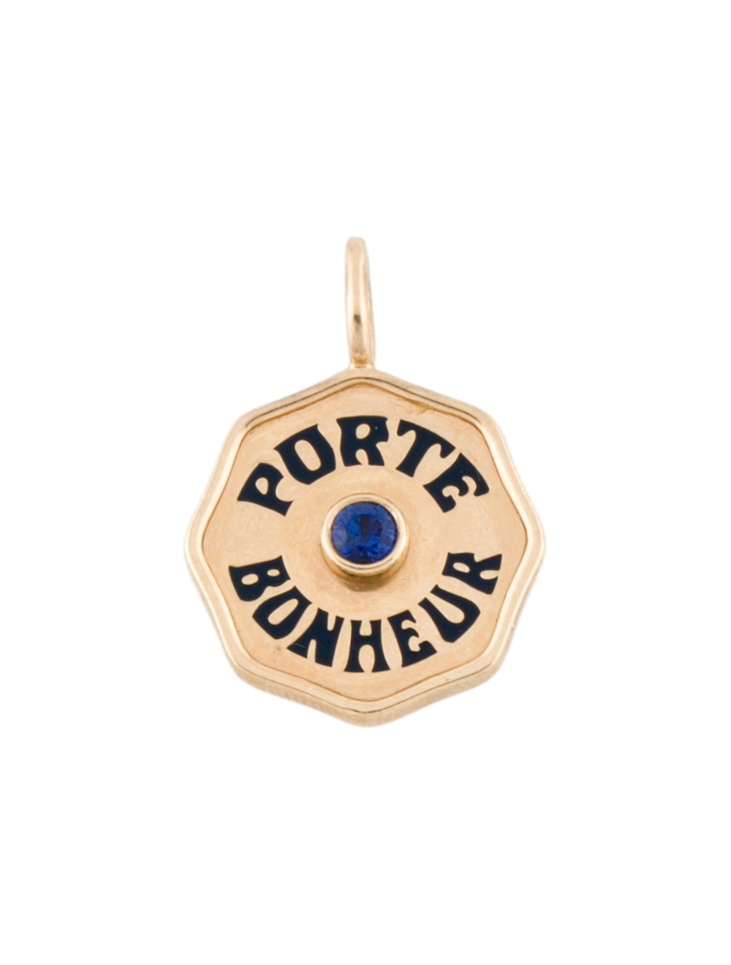 Pendant 14K Sapphire & Enamel Mini Porte Bonheur Charm