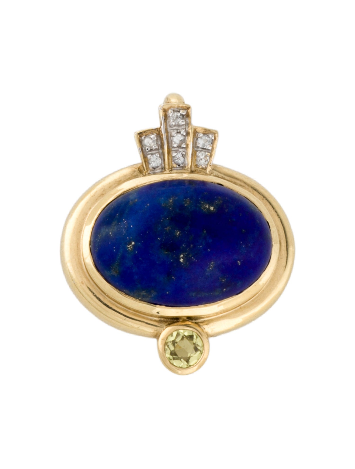Pendant 14K Lapis & Sapphire Oval
