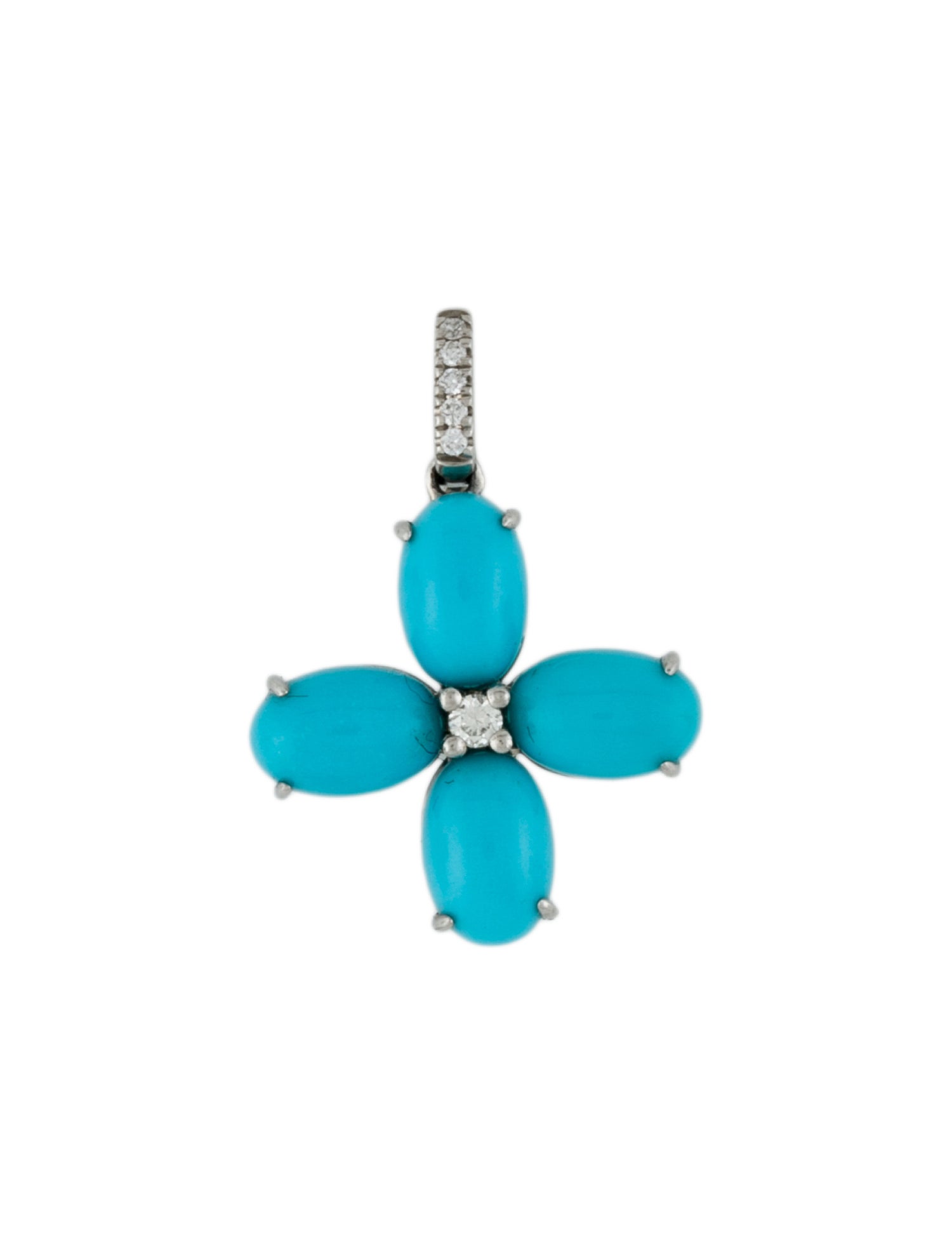 Pendant Platinum Turquoise & Diamond Enhancer