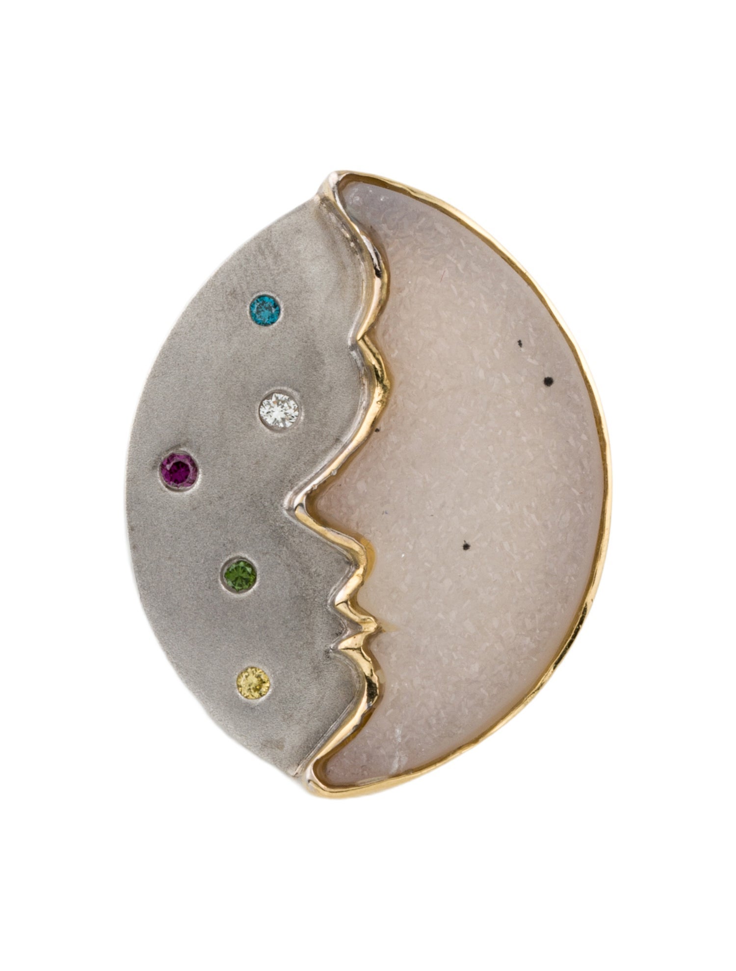 Pendant Druzy & Diamond Moon