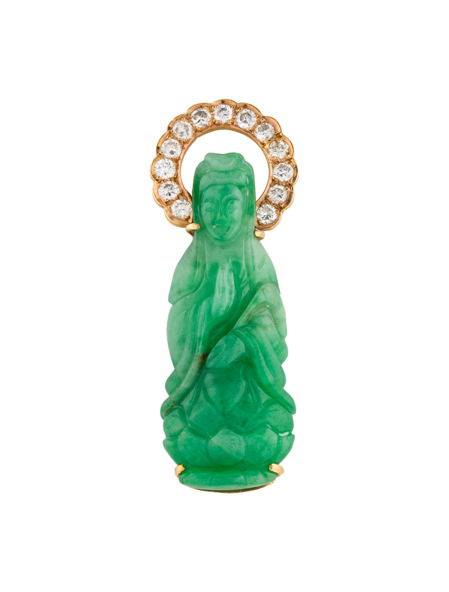 Pendant 18K Jadeite & Diamond Buddha