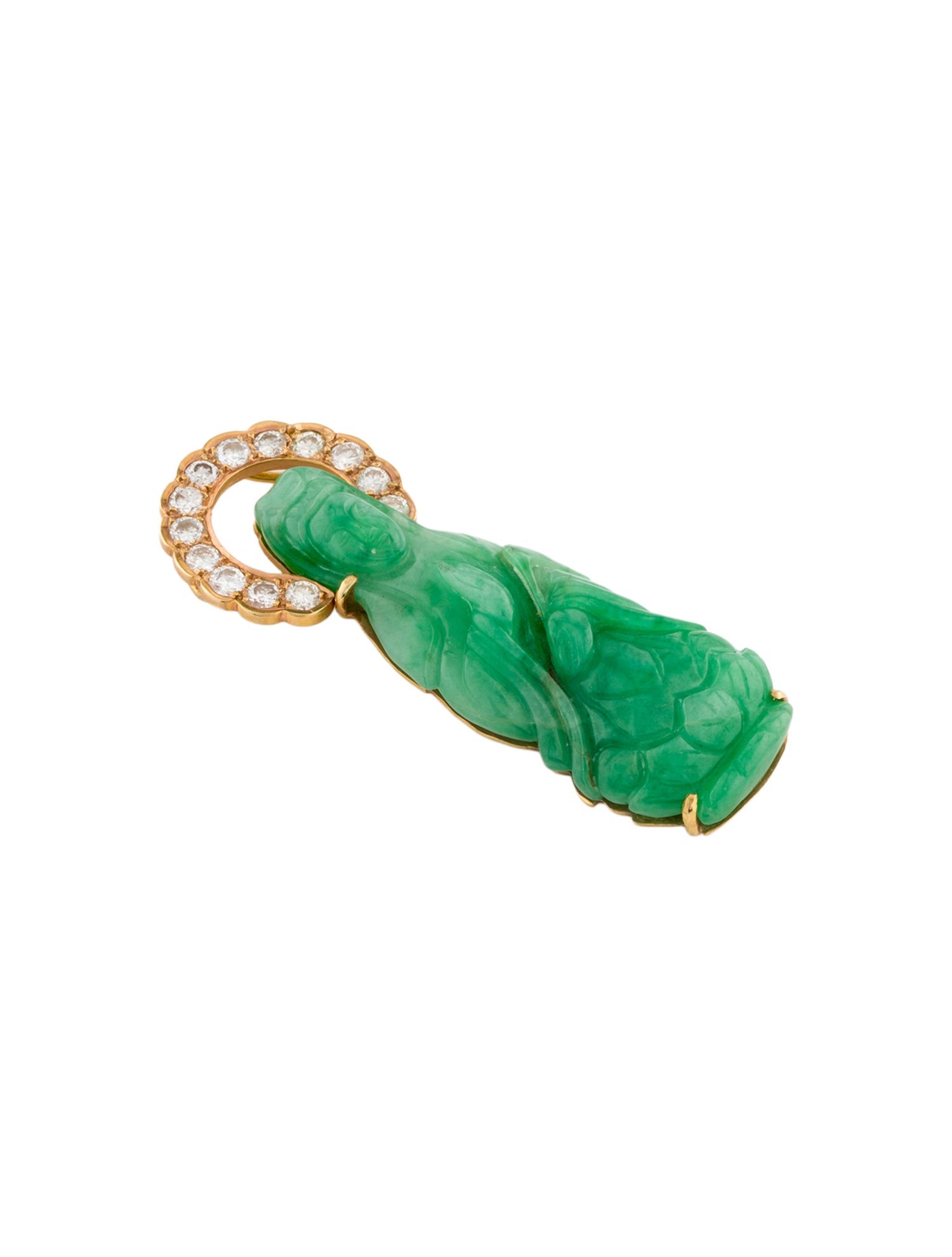 Pendant 18K Jadeite & Diamond Buddha