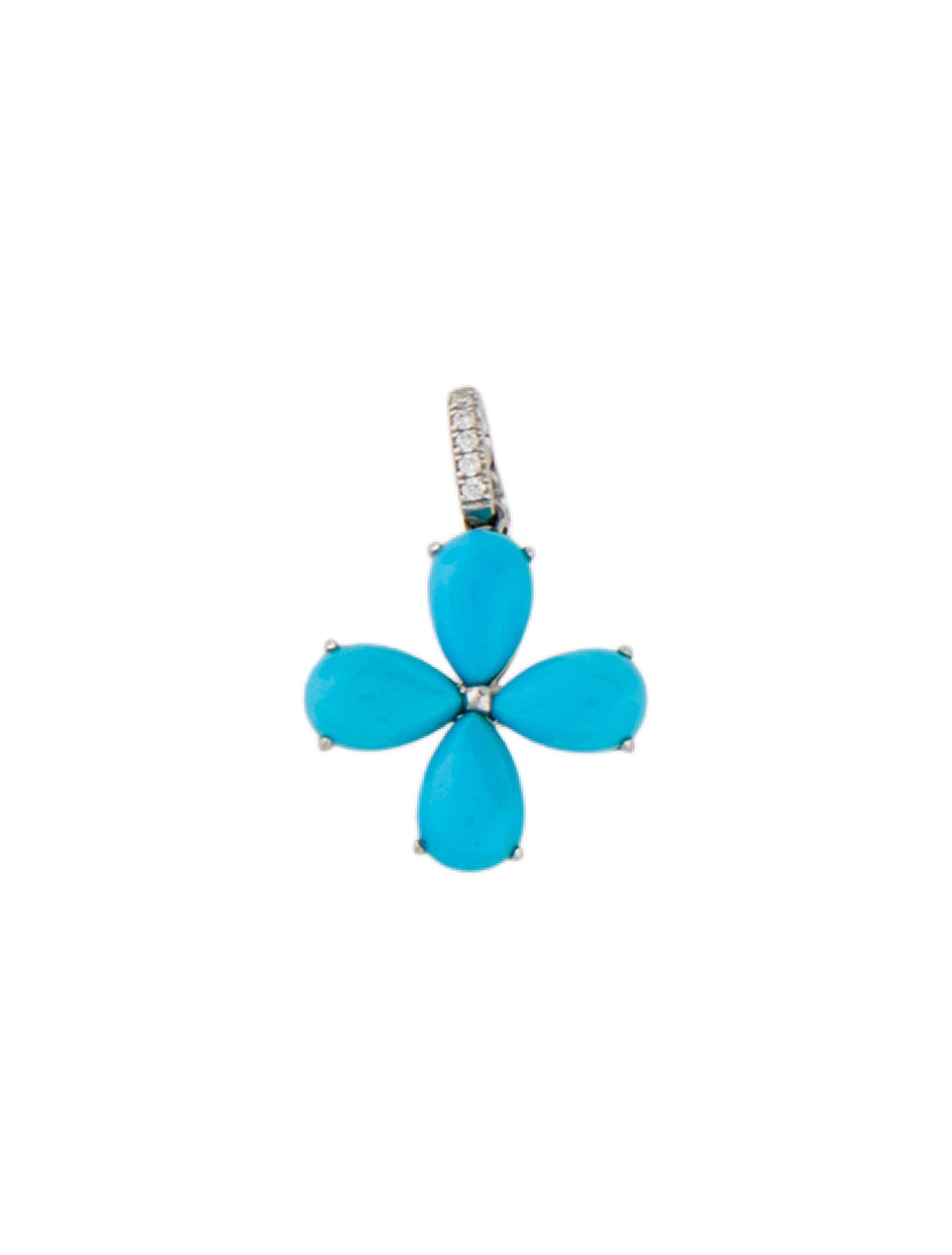 Pendant Platinum Turquoise & Diamond Flower