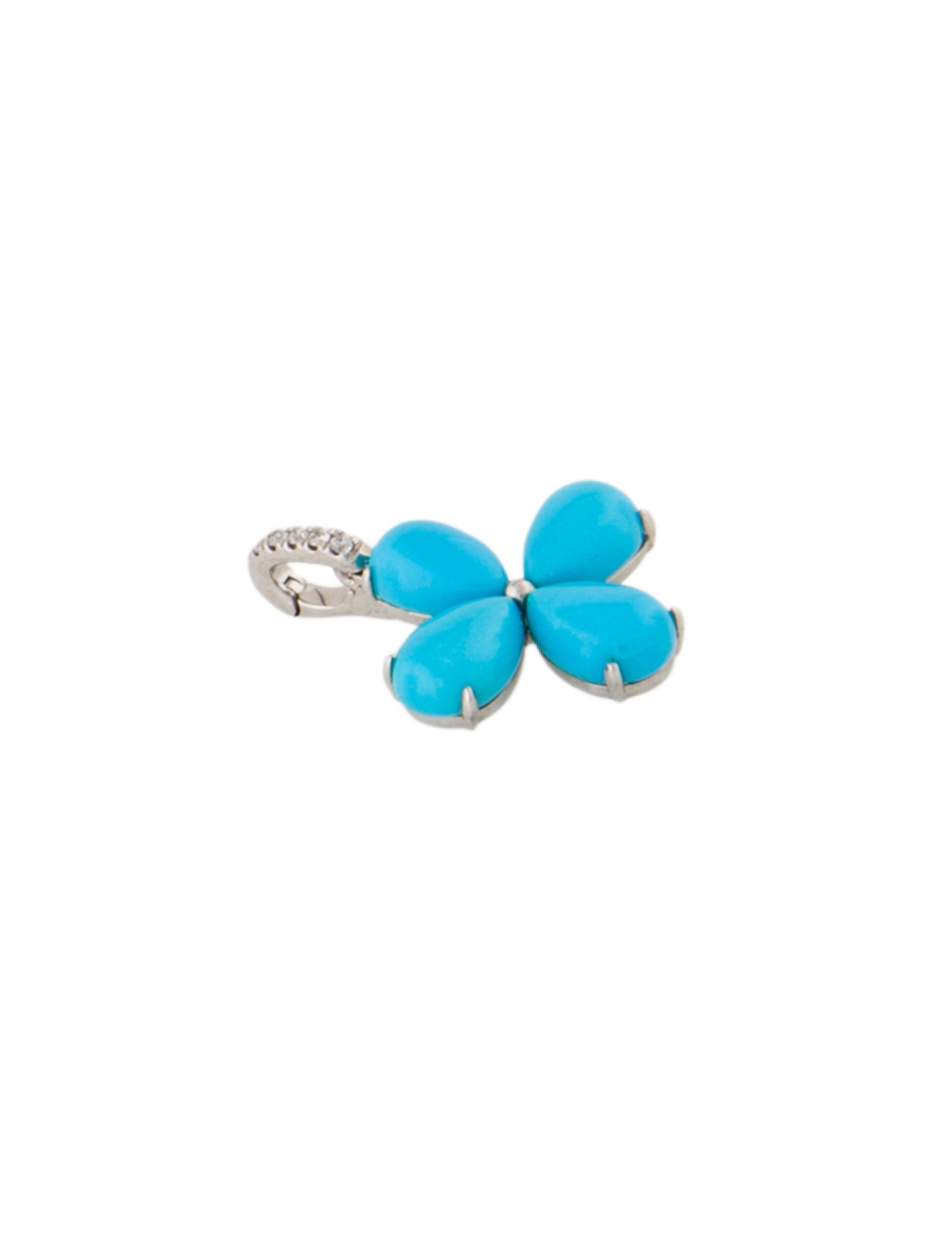 Pendant Platinum Turquoise & Diamond Flower