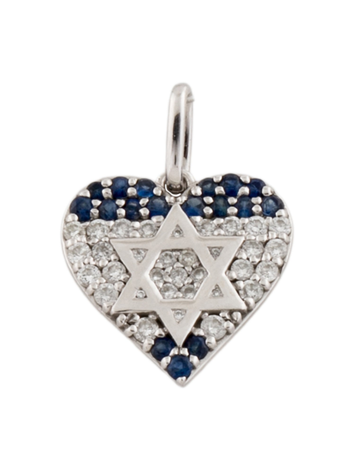 Pendant 14K Sapphire & Diamond Star of David Heart
