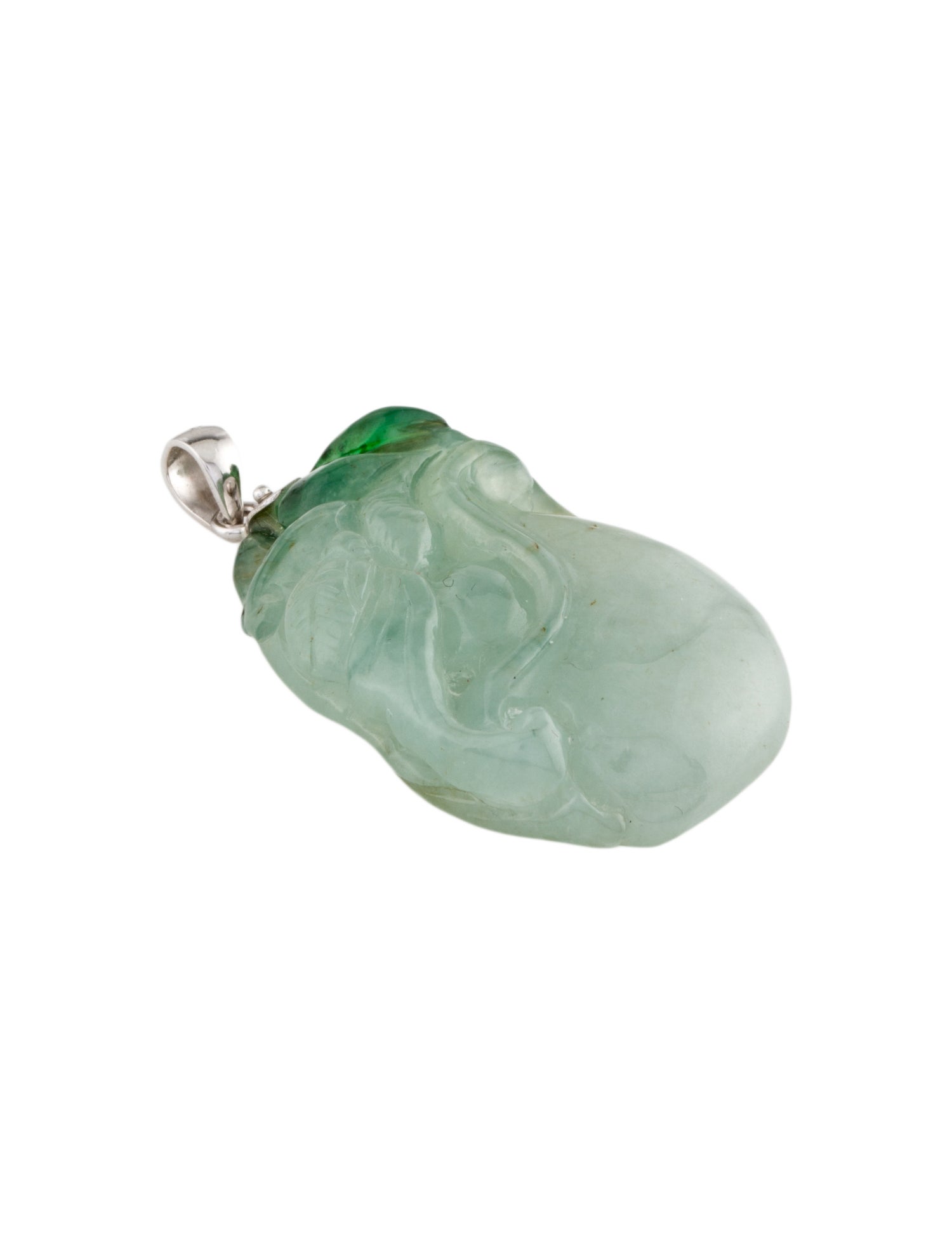 Pendant 14K Jadeite Carved Floral