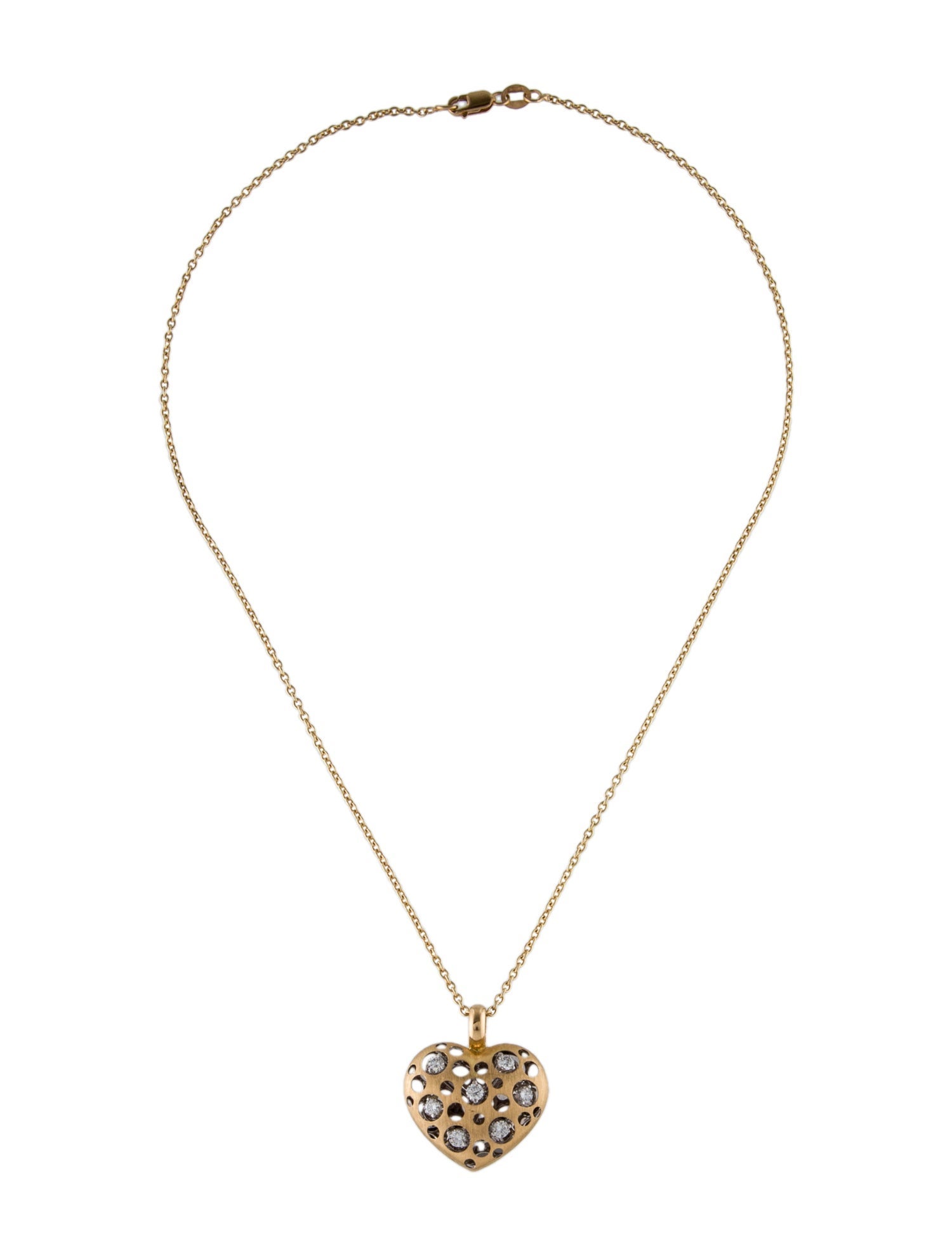 Pendant Natasha C 18K Diamond Puffed Heart Necklace
