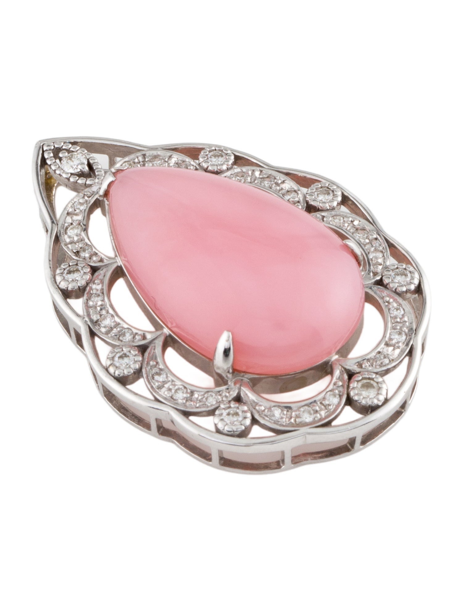 Pendant 18K 10.03ct Opal & Diamond Teardrop