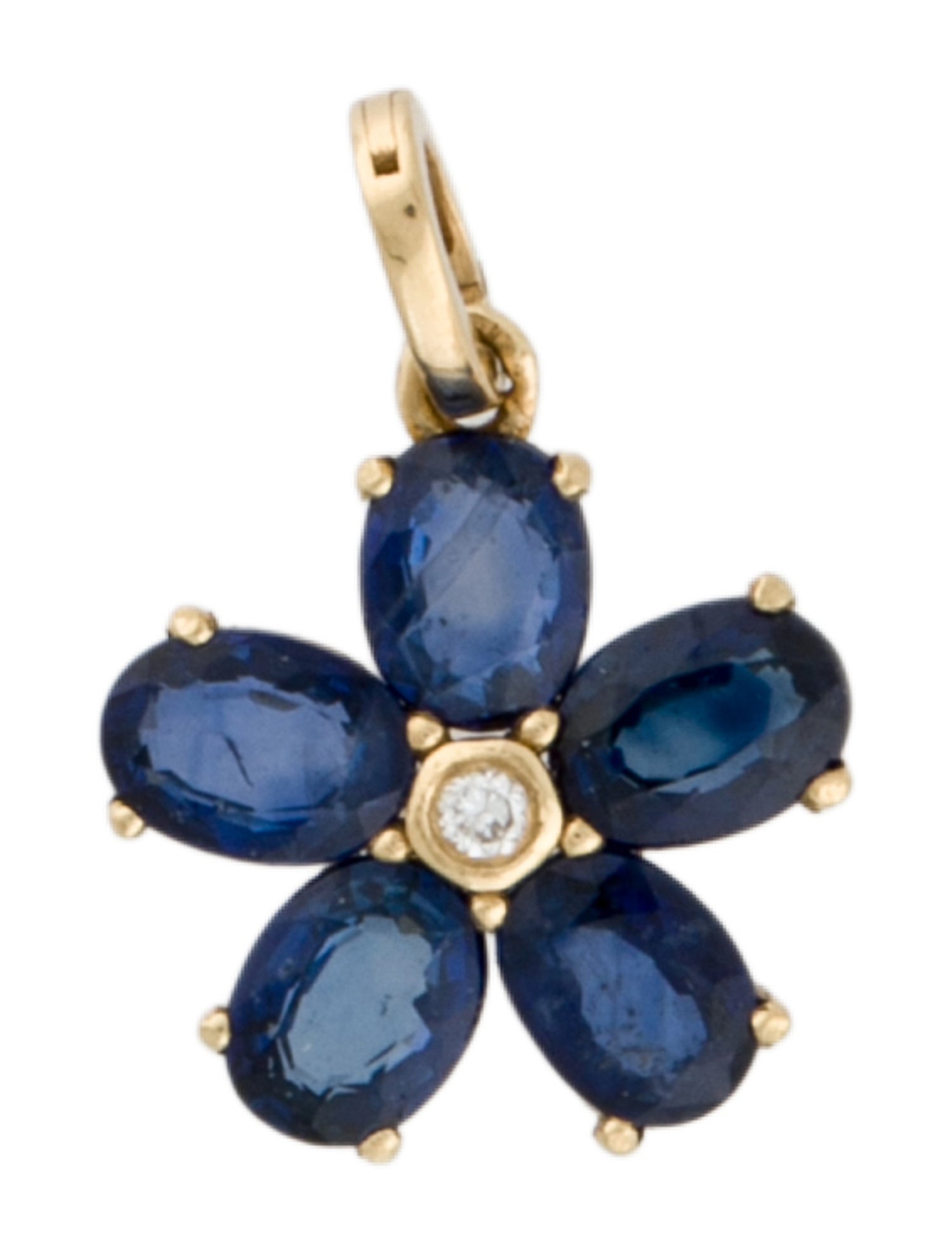 Pendant 18K 1.07ctw Sapphire & Diamond Flower