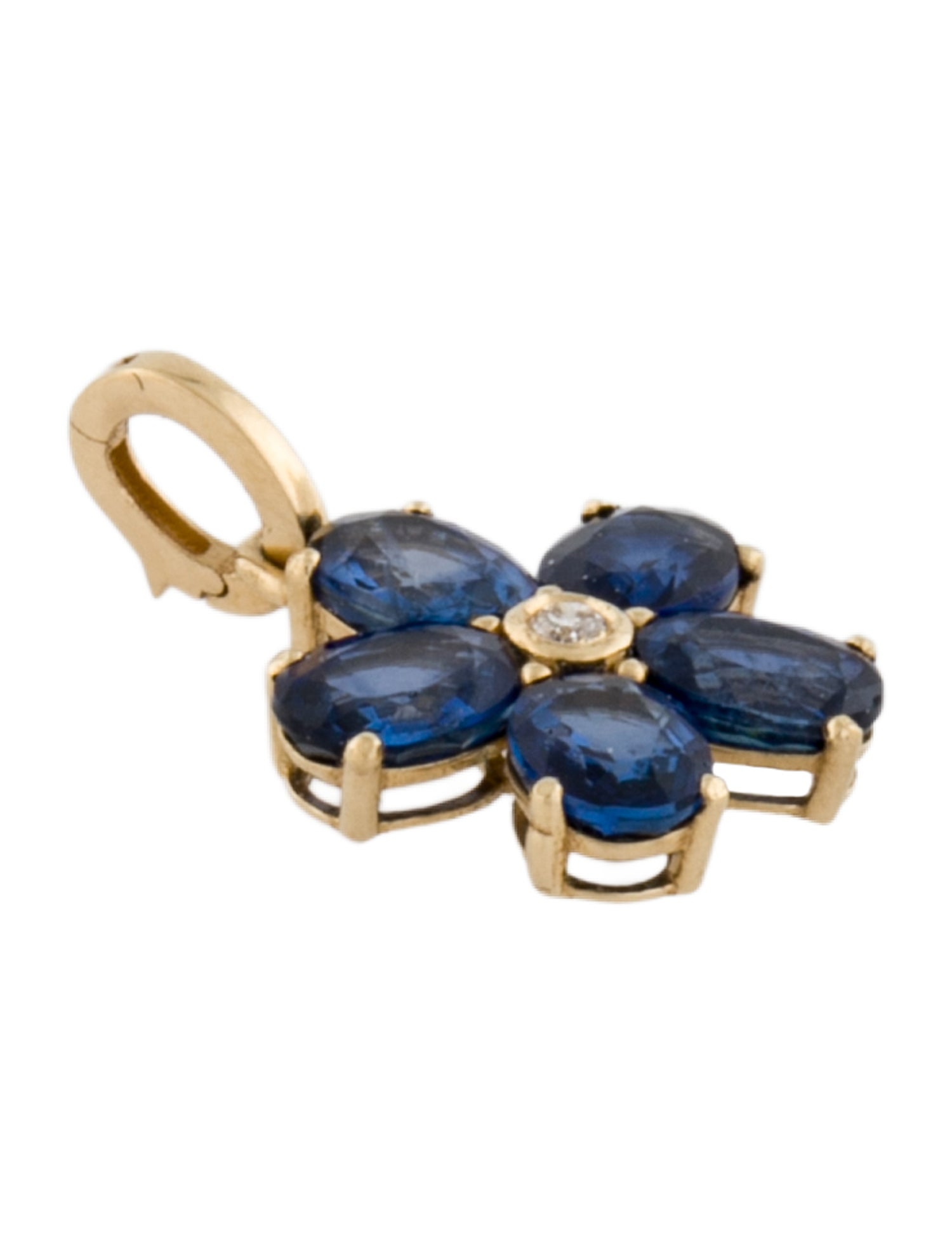 Pendant 18K 1.07ctw Sapphire & Diamond Flower