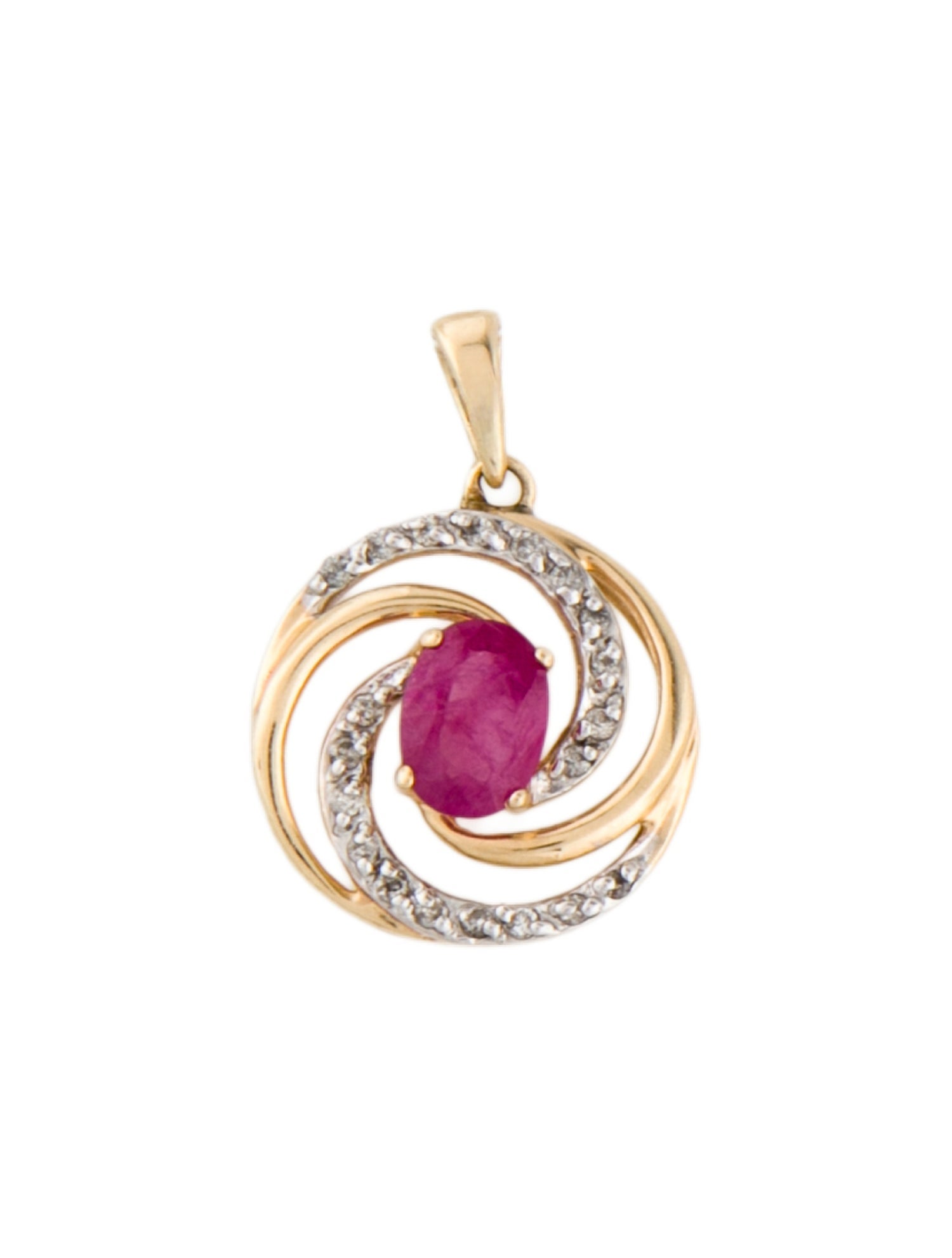 Pendant 14K Ruby & Diamond Spiral